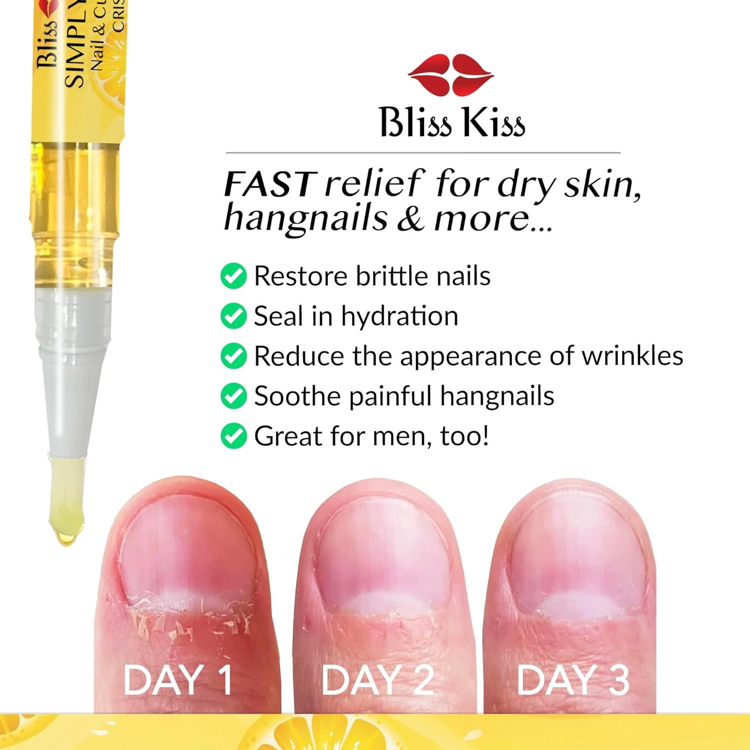 Bliss Kiss | Crisp Fragrance 4 Nail Oil Cuticle Pens w/Vitamin E & Jojoba⏤Nail Strengthener Nail Growth Serum for Brittle Peeling Breaking Thin Nails - Image 3