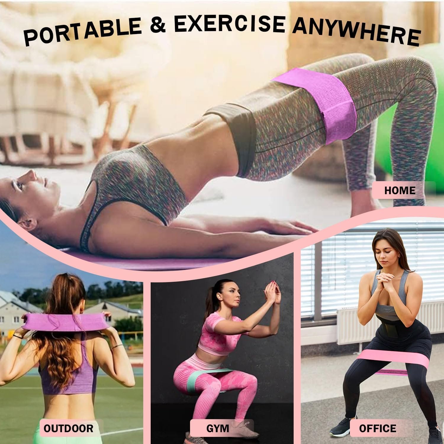 Large Fabric Resistance Bands for Working Out, Loop Exercise Bands for Booty Leg, Butt, Glutes, Stretch Workout Bands for Women & Men, Hip Elastic Bands for Home Gym Fitness, Yoga, Pilates - Image 6