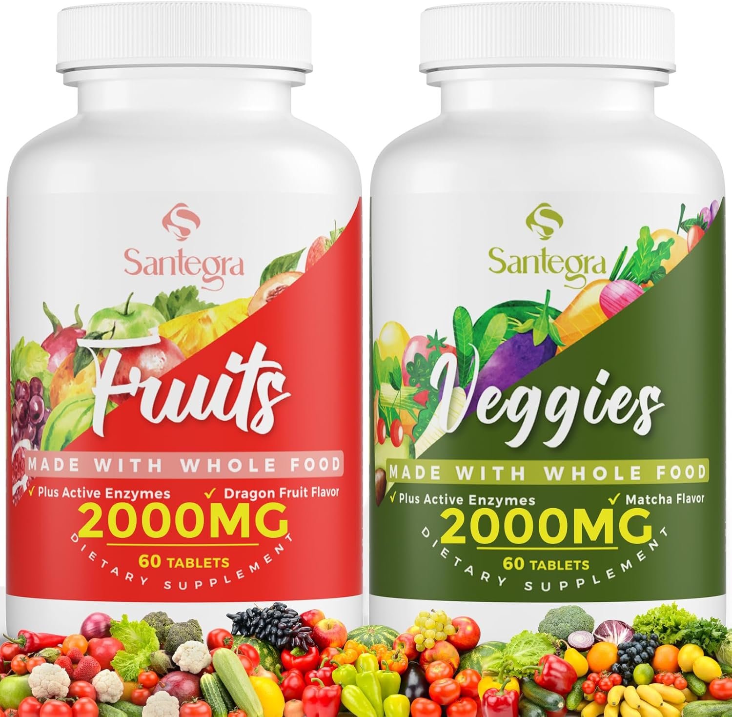 2000 MG Fruits and Vegetables Supplements, Natural Balance Over 35+ Fruits and Vegetables, 100% Whole Food Superfoods Fruit and Veggies Supplement, Energy Balance, Sugar-Free, Vegan, 120 Tablets - Image 2