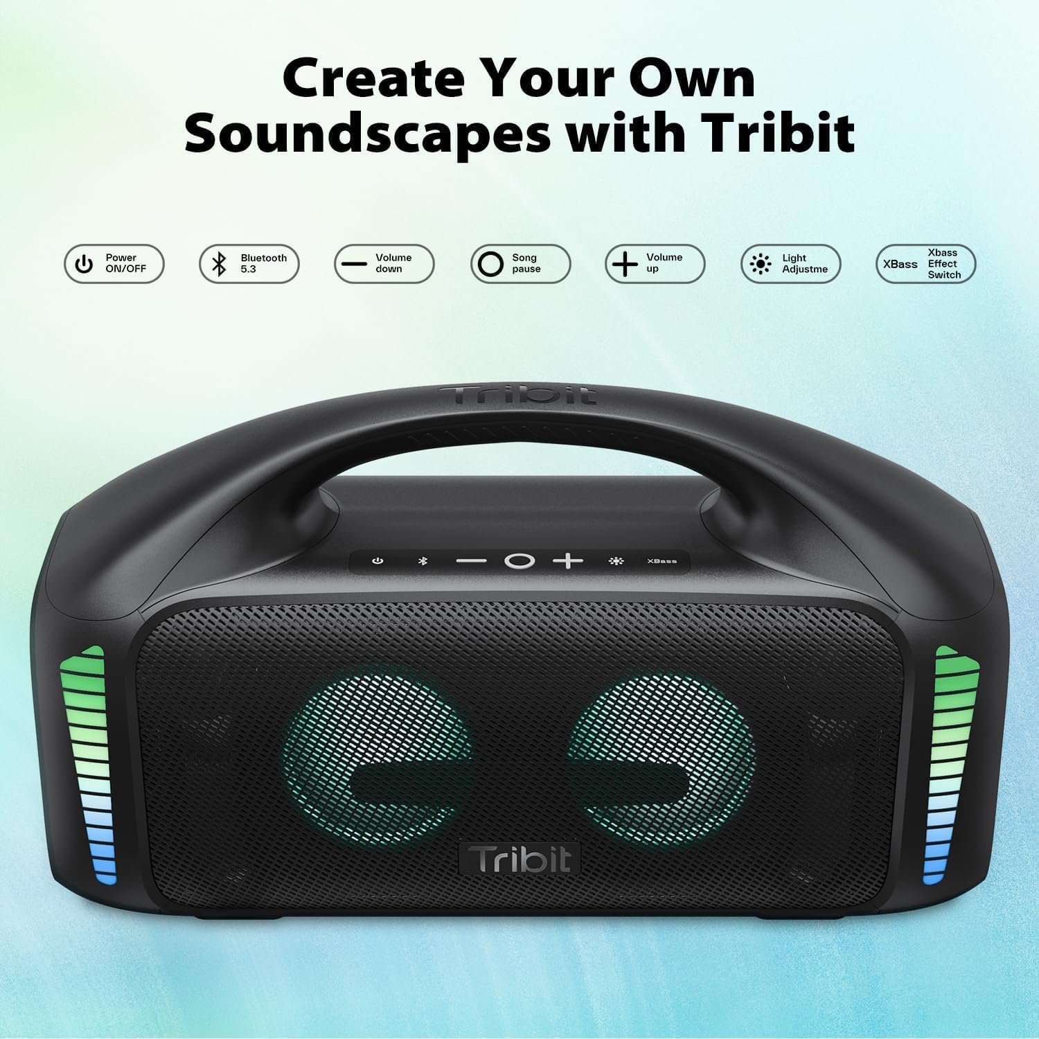 Tribit StormBox Blast Portable Speaker: 90W Loud Stereo Sound with XBass, IPX7 Waterproof Bluetooth Speaker with LED Light, PowerBank, Bluetooth 5.3&TWS, Custom EQ, 30H Playtime for Outdoor - Image 5