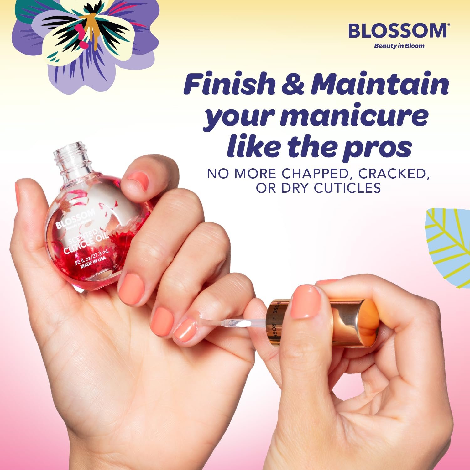Blossom Scented Cuticle Oil, Infused with Real Flowers, Hydrating, Moisturizing, Strengthening, Made in USA, 0.5 fl. oz, Hibiscus - Image 6