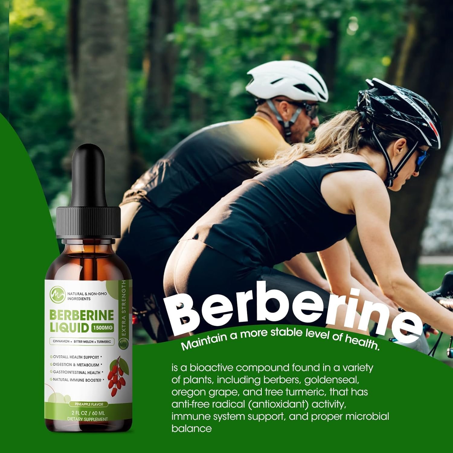 Berberine Supplement Liquid Drops, Berberine 1500mg with Ceylon Cinnamon, Turmeric, Resveratrol, Bitter Melon, & More-10X Extra Strength Vegan Supplement, Supports Immune System & Digestive System - Image 8