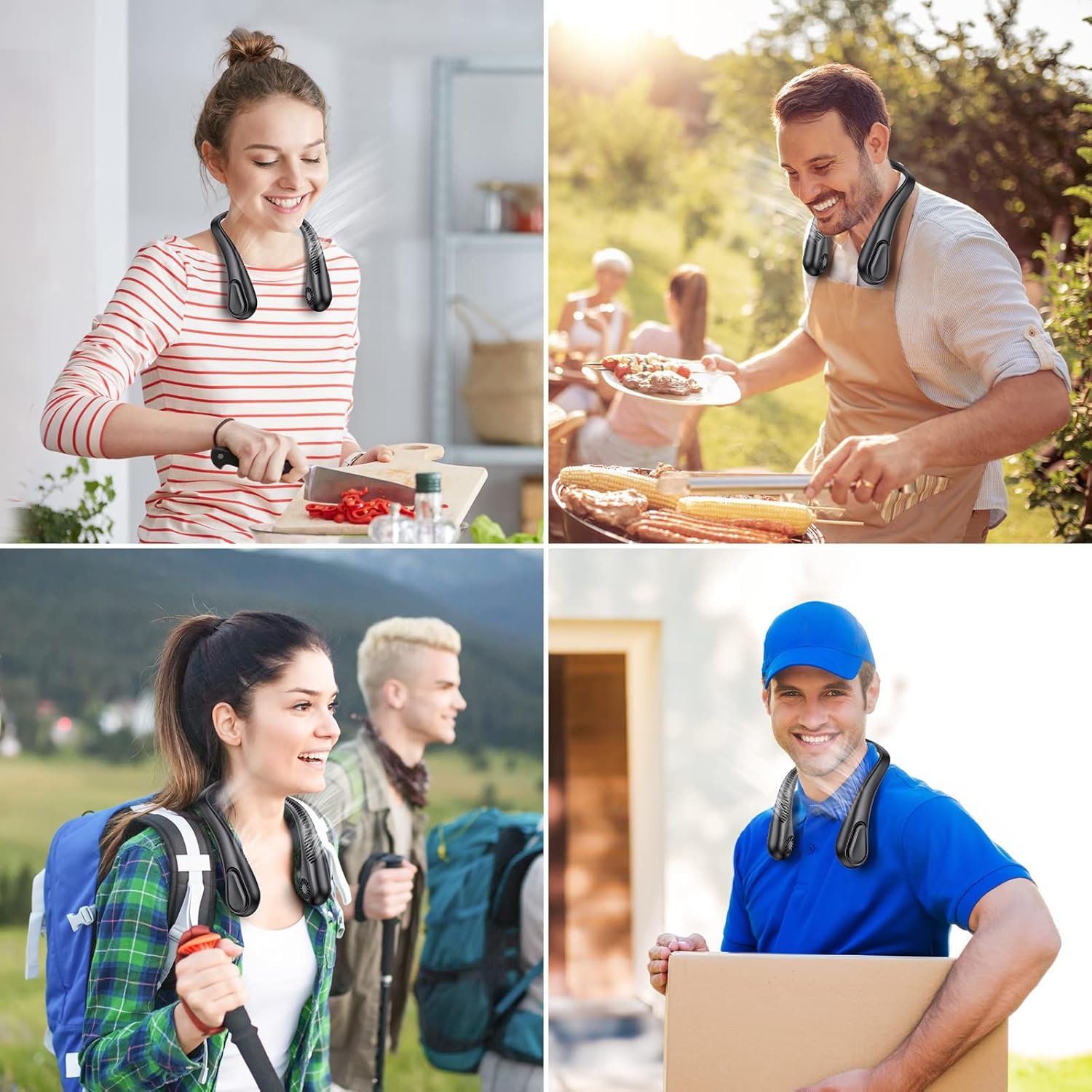 AMACOOL Bladeless Neck Fan Portable Personal Fan 5000mAh Rechargeable Battery Operated Wearable Fan for Women Men Outdoor Sport Travel Patio Garden Work Home Kitchen(Black) - Image 8