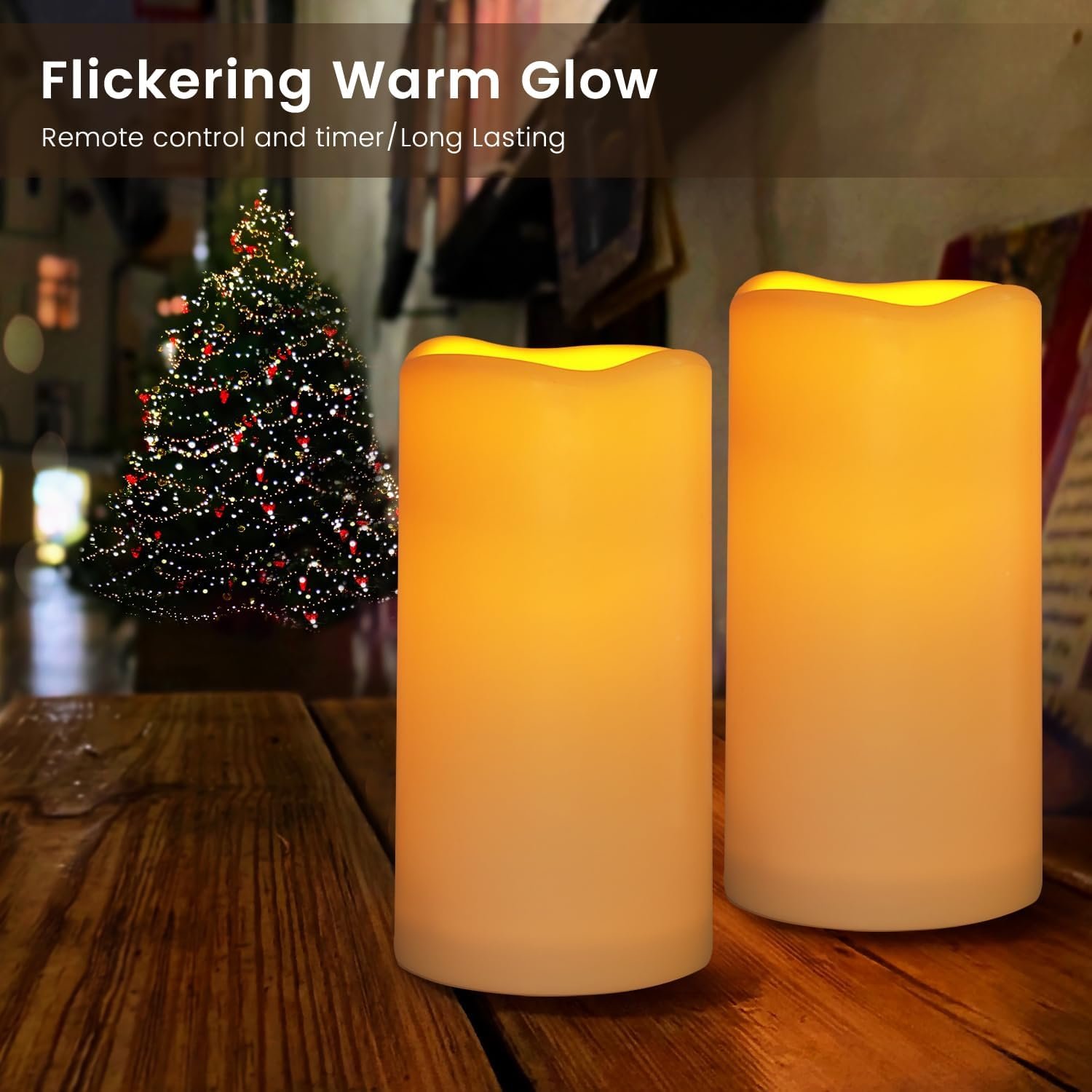 Large Outdoor Waterproof Flameless Candles with Remote Control,D3'' x H5.5'' Battery Operated Flickering LED Pillar Candle Plastic for Outdoor/Indoor Decoration Wedding, Party, Birthday (2PACK) - Image 3