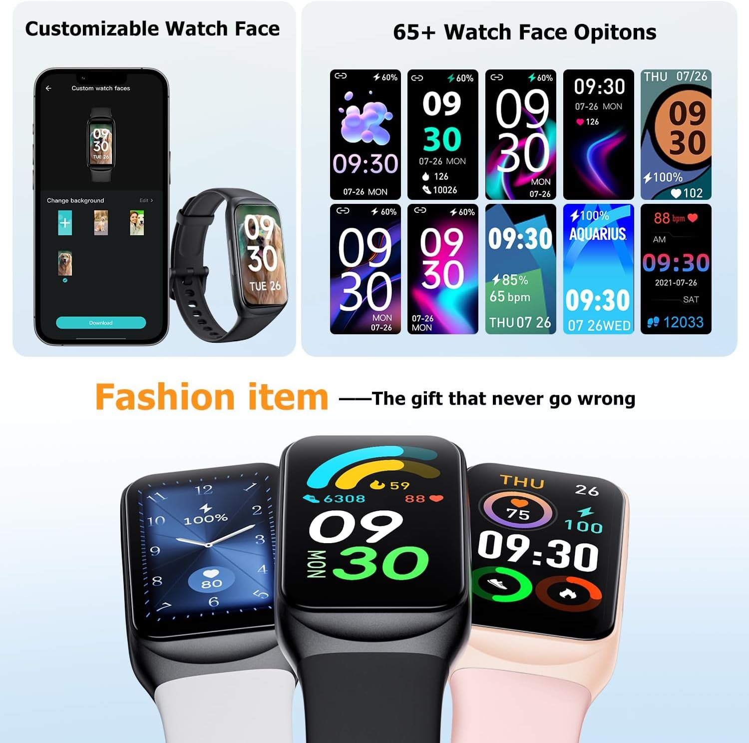 ENGERWALL 1.47" Health Fitness Tracker Smart Watch with 24/7 Heart Rate, Blood Oxygen Stress Level Sleep Monitor, IP68 Waterproof Activity Tracker and Smartwatch, Pedometer for Women Men Kids (Black) - Image 6