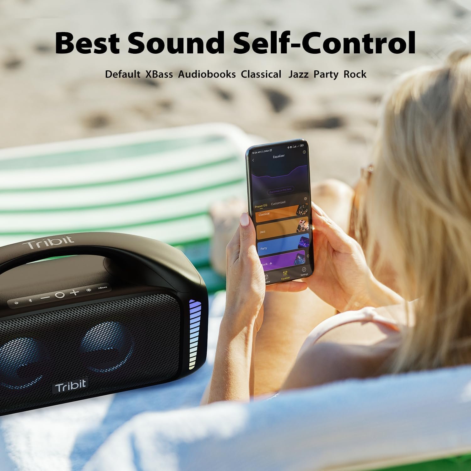 Tribit StormBox Blast Portable Speaker: 90W Loud Stereo Sound with XBass, IPX7 Waterproof Bluetooth Speaker with LED Light, PowerBank, Bluetooth 5.3&TWS, Custom EQ, 30H Playtime for Outdoor - Image 8