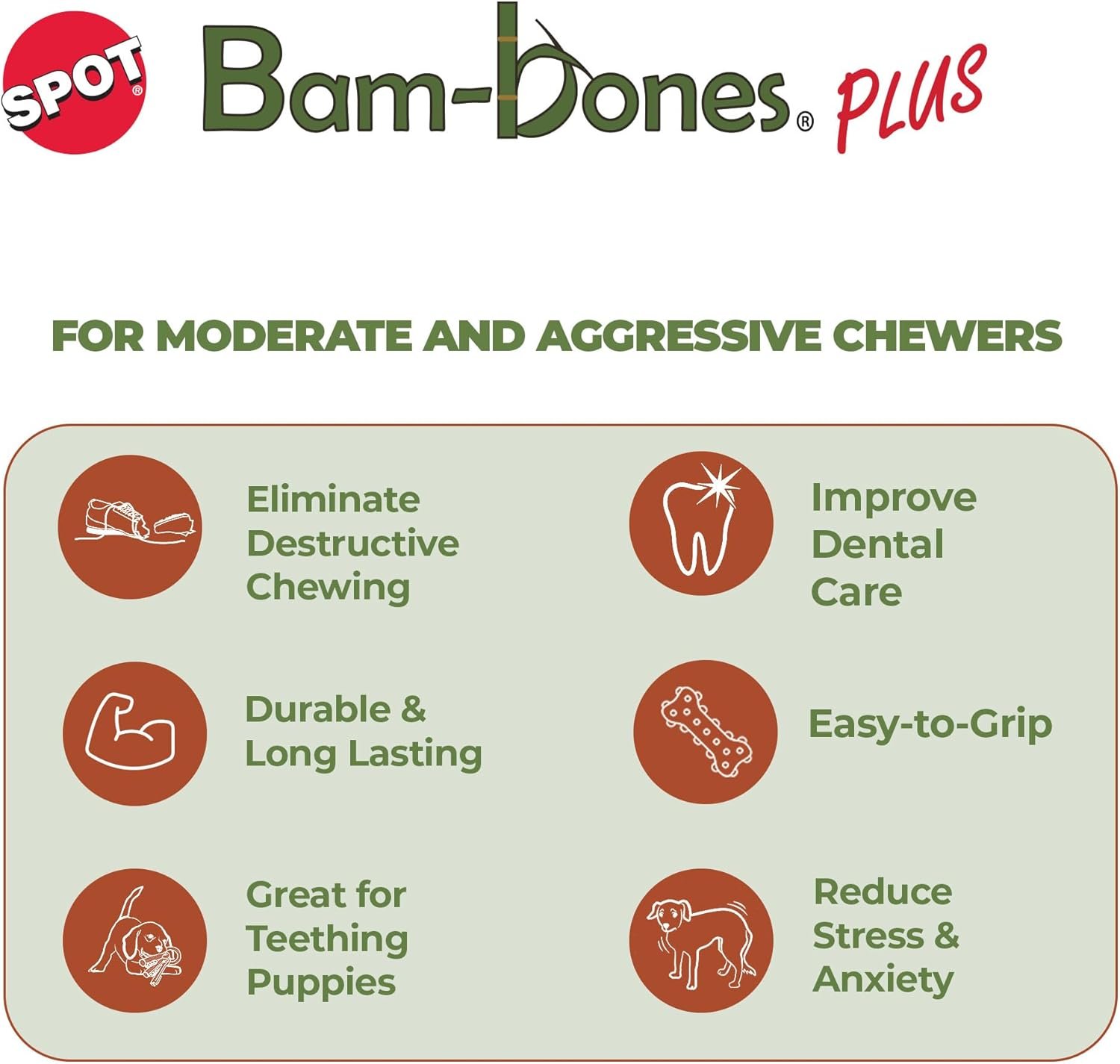 SPOT Bam-bones PLUS Bamboo Stick – Bamboo Fiber & Nylon, Durable Long Lasting Dog Chew for Aggressive Chewers – Great Toy for Adult Dogs & Puppies under 60lbs, Non-Splintering, 5.25in, Chicken Flavor - Image 4