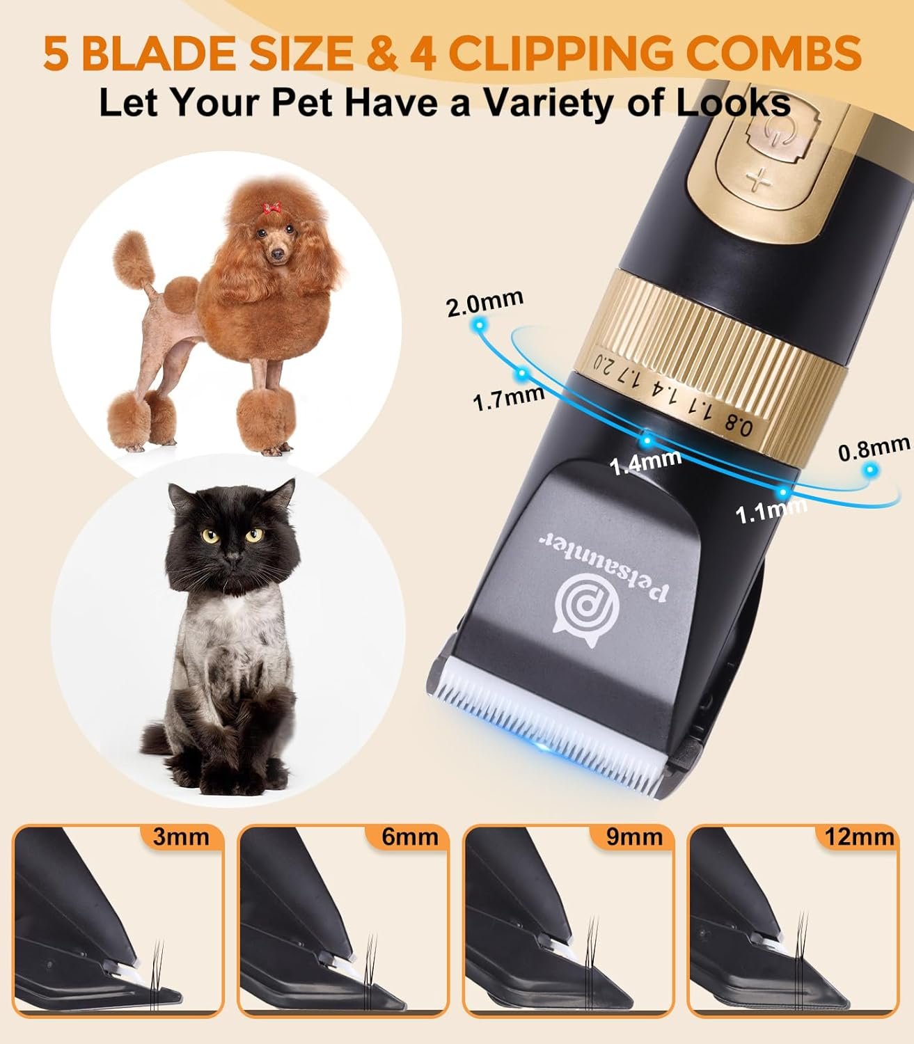 Dog Clippers for Grooming, 4-Speed & LCD, Low Noise Electric Dog Trimmer for Grooming, Cordless Rechargeable Dog Hair Clippers, Super Quiet for Dogs & Pets with Thick or Heavy Coats(C95) - Image 5