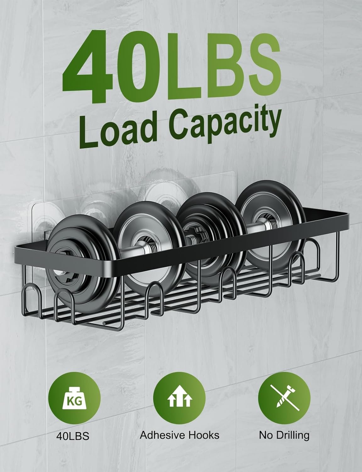 GVY Shower Caddy 5 Pack, Adhesive Shower Organizer Bathroom Shelves,Rustproof Bathroom Organizers and Storage for Home Decor, No Drilling Shower Shelves for Apartment Essentials - Image 4