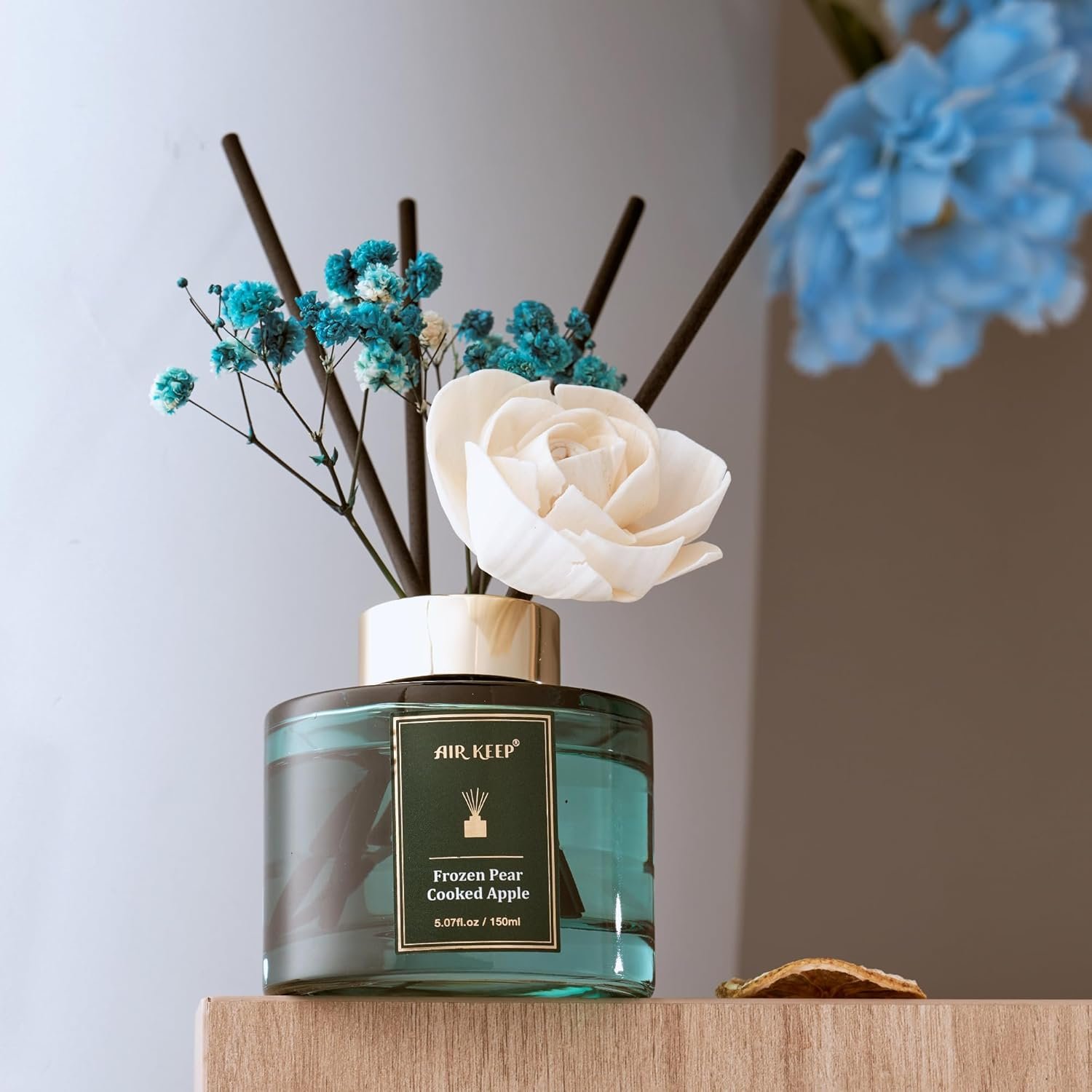 Flower Reed Diffusers Set, 5.07 oz Pear/Apple/Berry Scented Oil Diffuser with 8 Reed Sticks, Home Fragrance Diffuser Gift Set for Bathroom & Office Decor 150ml - Image 5