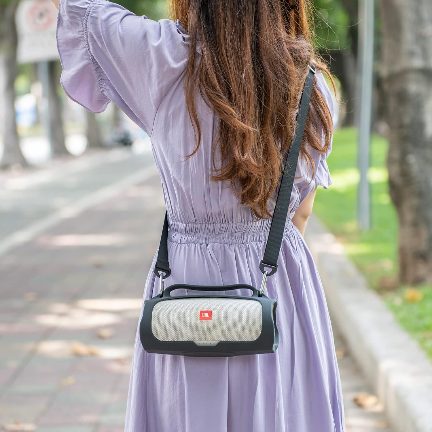 Silicone Case for JBL Charge 4 Portable Waterproof Wireless Bluetooth Speaker, TXEsign Travel Carrying Case Protective Pouch Cover with Handle Adjustable Shoulder Strap and Phone Holder Stand (Black) - Image 9