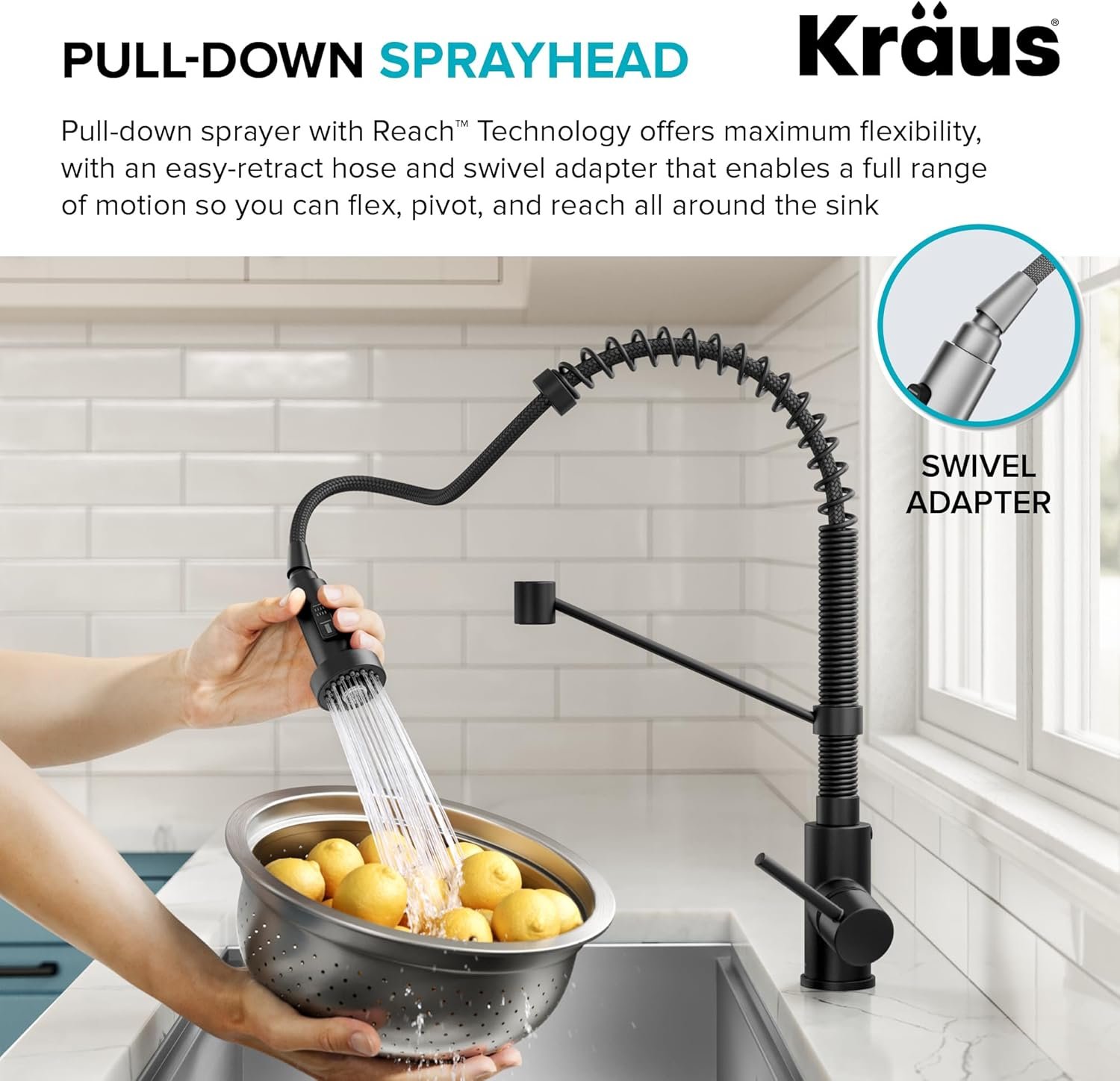 KRAUS Bolden Commercial Style 2-Function Single Handle Pull Down Kitchen Faucet in Matte Black, KPF-1610MB - Image 5