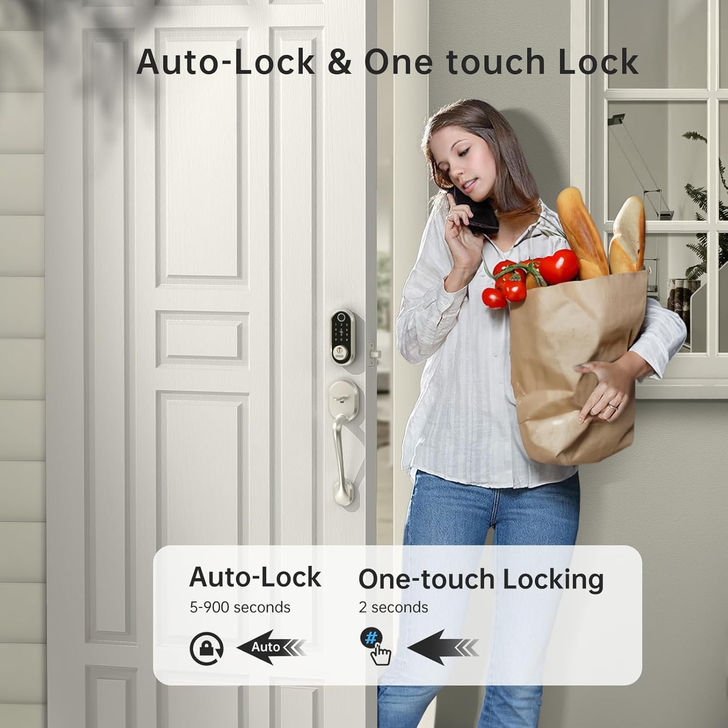 Smart Deadbolt, SMONET Fingerprint Electronic Deadbolt Door Lock with Keypad-Bluetooth Keyless Entry Keypad Smart Deadbolt App Control, Ekeys Sharing, App Monitoring Auto Lock for Homes and Hotel - Image 8