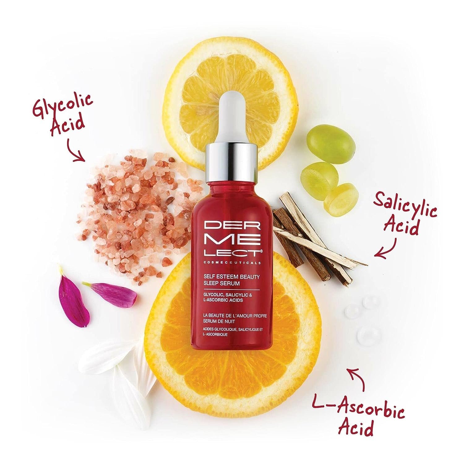 Dermelect Cosmeceuticals Self-Esteem Beauty Sleep Serum for Face - Glycolic Acid, Salicylic Acid, L-Ascorbic Acid, Resurfacing Serum for Acne Spots, Pores, Wrinkles, 1 oz - Image 5