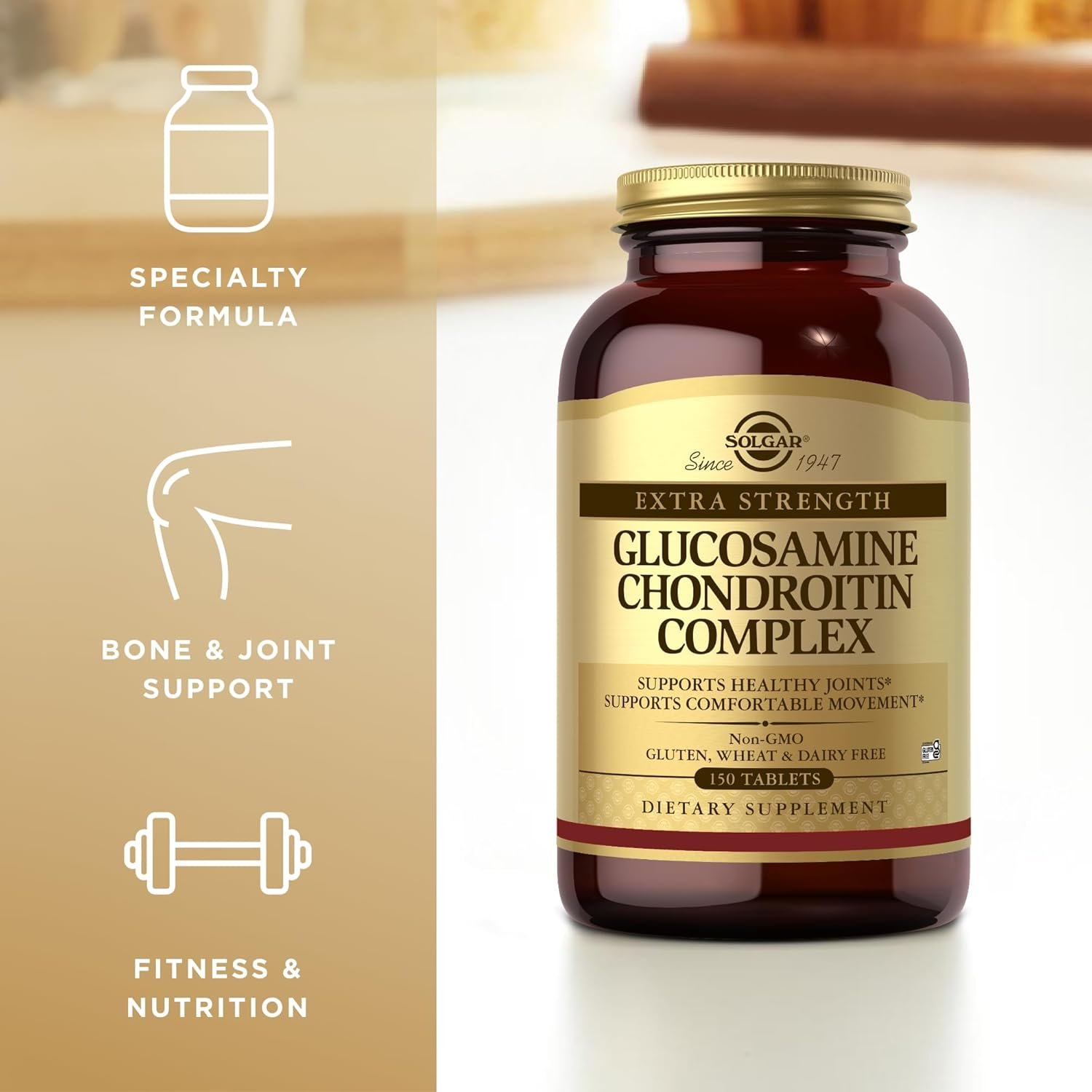 Solgar Extra Strength Glucosamine Chondroitin Complex - 150 Tablets - Supports Healthy Joints & Comfortable Movement - Non-GMO, Gluten Free, Dairy Free - 50 Servings - Image 5