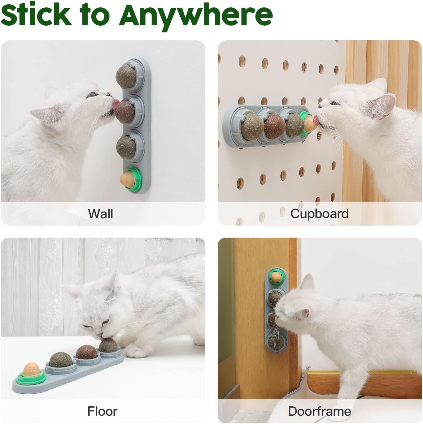 Potaroma 4 Catnip Silvervine Ball Toys, Extra Cat Energy Ball, Edible Cats Lick Kitten Chew, Teeth Cleaning Dental Wall Treats, Concentrated Flavor for All Breeds - Image 6