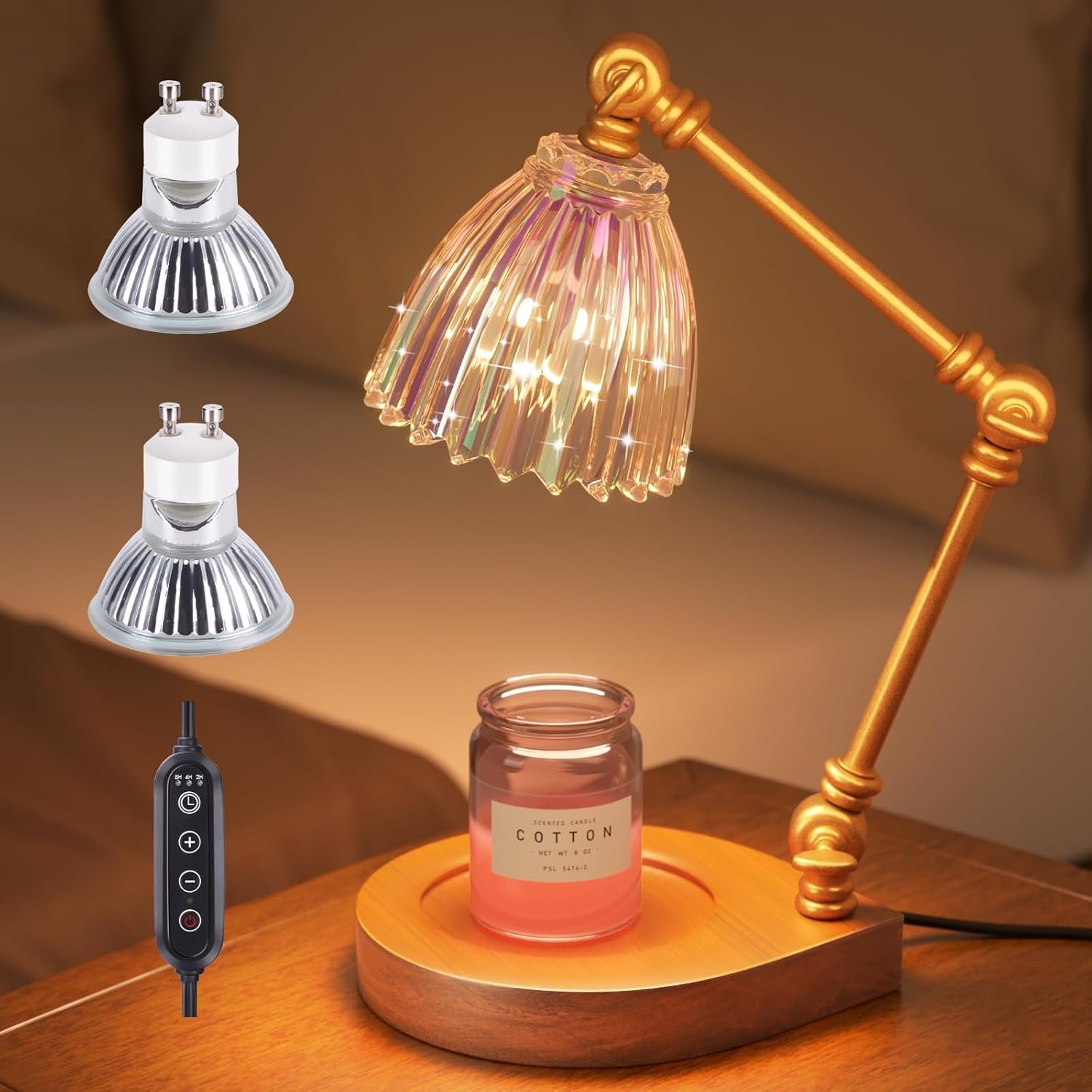 Candle Warmer Lamp, Candle Lamp with Timer and Dimmer, Adjustable Height Candle Warmer for House Warming Gifts, Home Bedroom Decor, Wax Melts Warmer with 2 Bulbs for Scented Wax, Jar Candles - Image 2