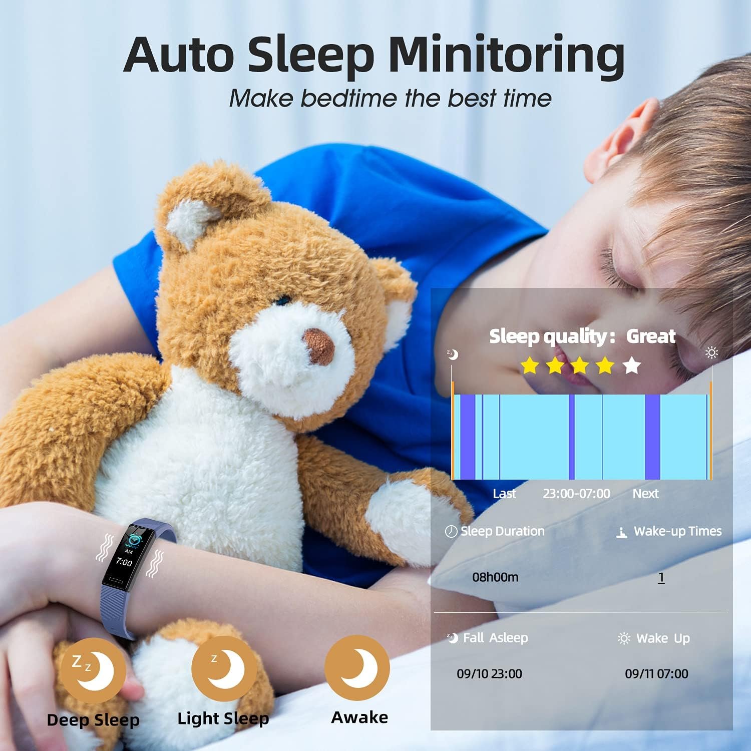 Fitness Tracker Watch for Kids, IP68 Waterproof Activity Tracker,Sleep Tracking, 11 Sport Modes Calorie Step Counter with Alarm Clock and Reminder, Great Gift for Boys Girls Teens - Image 4