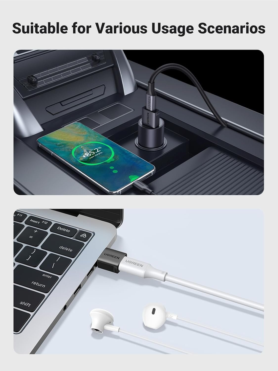 UGREEN 10Gbps USB to USB C Adapter 2Pack, USB C Female to USB Male Adapter USB C Charger Connector for Apple Watch 7 8 9, iPhone 14 13,AirPods,MagSafe Charger,CarPlay,Black - Image 8