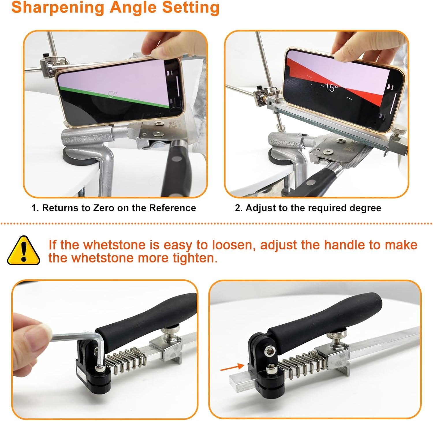 RUIXIN PRO RX-008 Kitchen Knife Sharpener System with 10 Whetstones, 360° Rotation Flip Design, Fixed Angle Stainless Steel Professional Chef Knife Sharpening Kit Fine Grinding Polishing Tool - Image 7