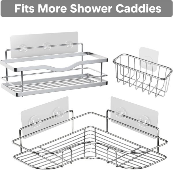 14 Pack Shower Caddy Adhesive Replacement, Transparent Strong Adhesive Hooks, No Drilling, Waterproof Wall Hooks for Shower Caddy, Bathroom Storage Shelves and Kitchen Racks - Image 8