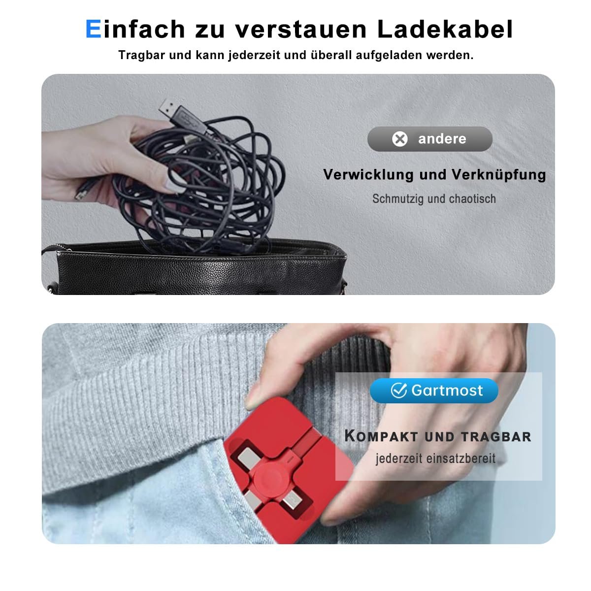 4 Pcs 3 in 1 Charging Cable, Three in one Retractable Multi Charging Cable with USB C(Type-C)/Micro USB, Phone Holder, Compatible with Phone/Android/Tablet (Red+Blue+Green+Black) - Image 6