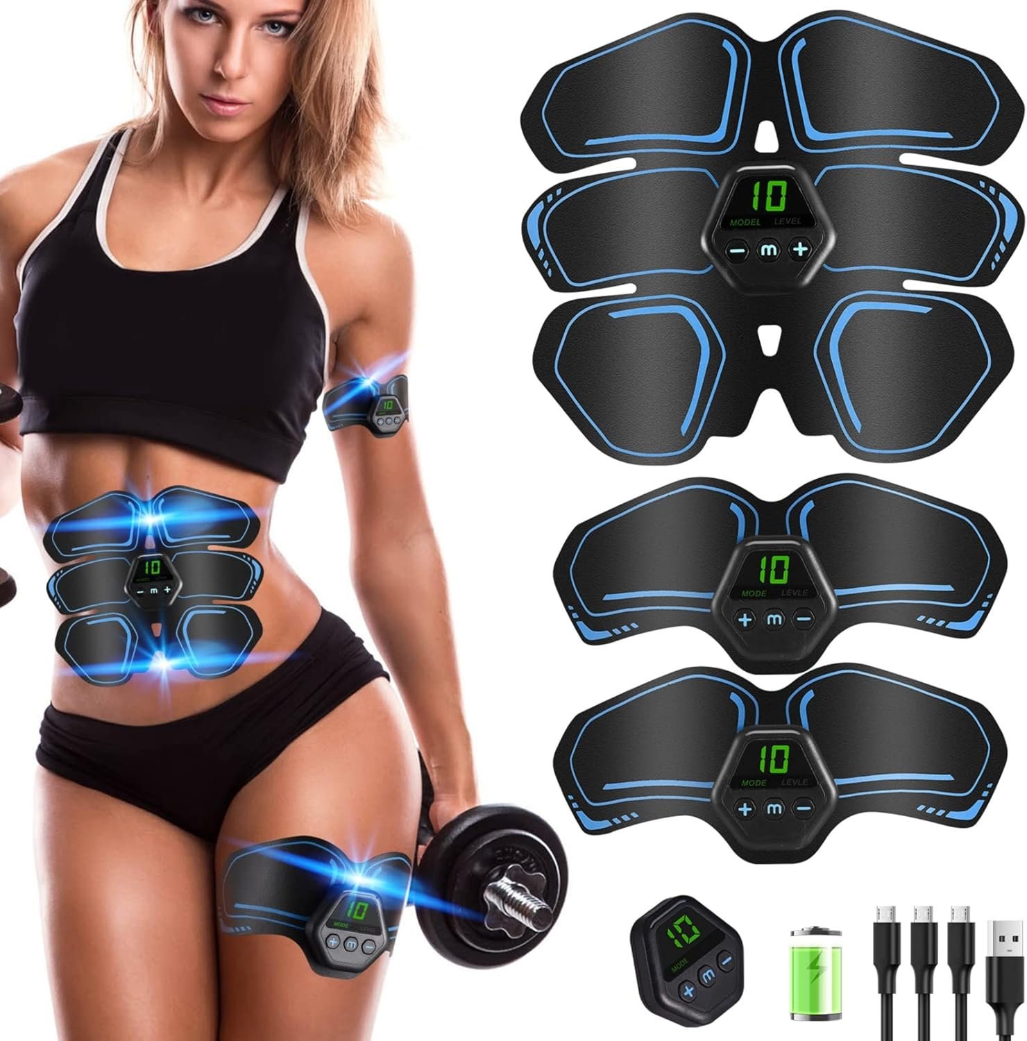 ABS Stimulator, Ab Trainer, EMS Muscle Stimulator LCD Screen Muscle Stimulator USB Rechargeable Portable Muscle Trainer Abdominal / arm / Leg Fitness Workouts Gear - Image 2