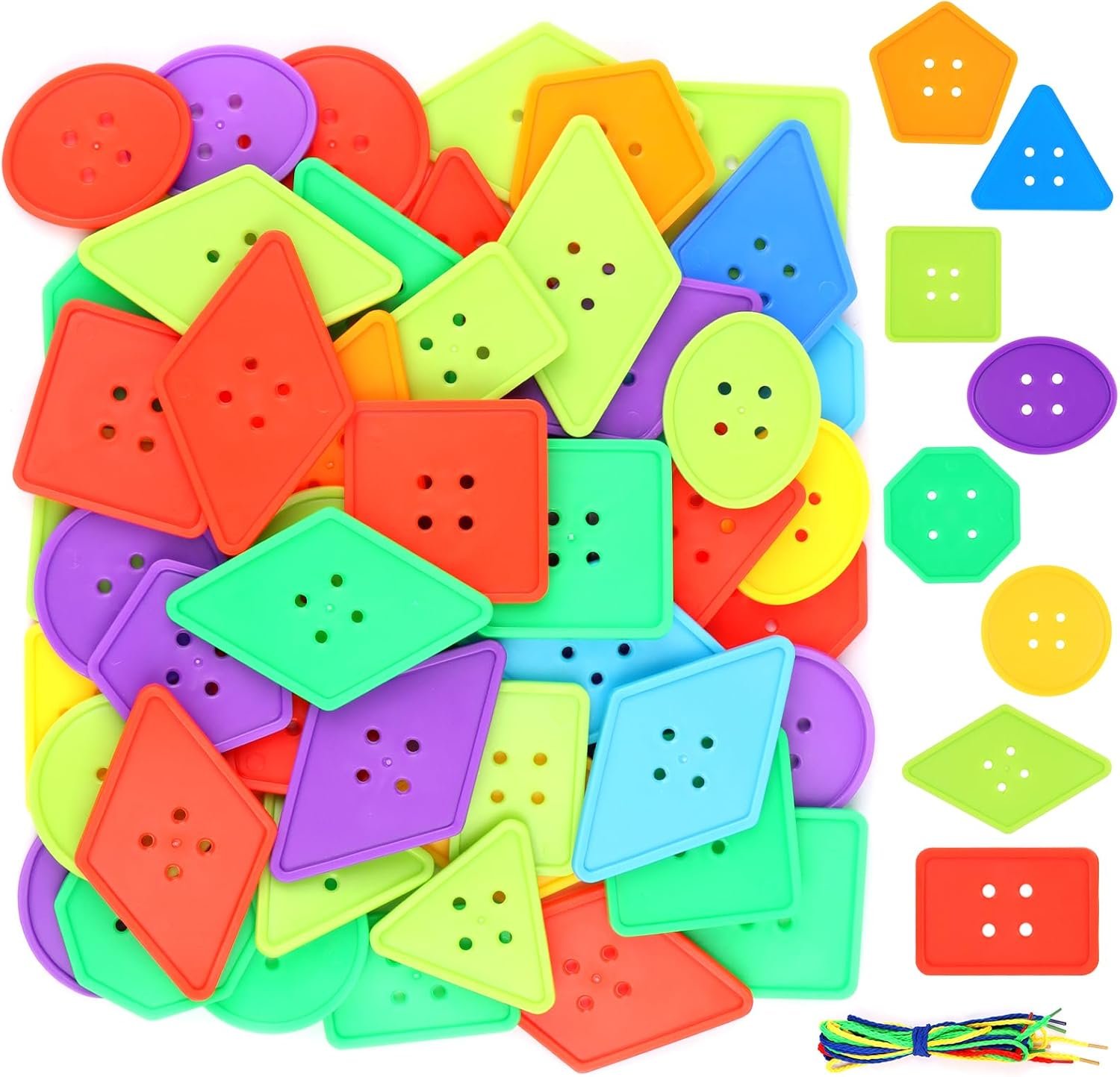 256 Pcs Large Craft Buttons for Kids 8 Geometric Shapes Jumbo Sewing Buttons Vivid Colors Plastic Assorted Buttons Toys for Crochet Knitting Teaching Shapes Arts and Crafts Projects - Image 2