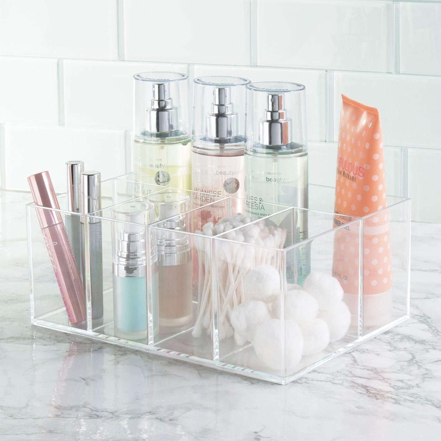 iDesign 5 Compartment Plastic Bathroom Storage Organizer, The Clarity Collection – 9.88” x 6.88” x 4”, Clear - Image 5