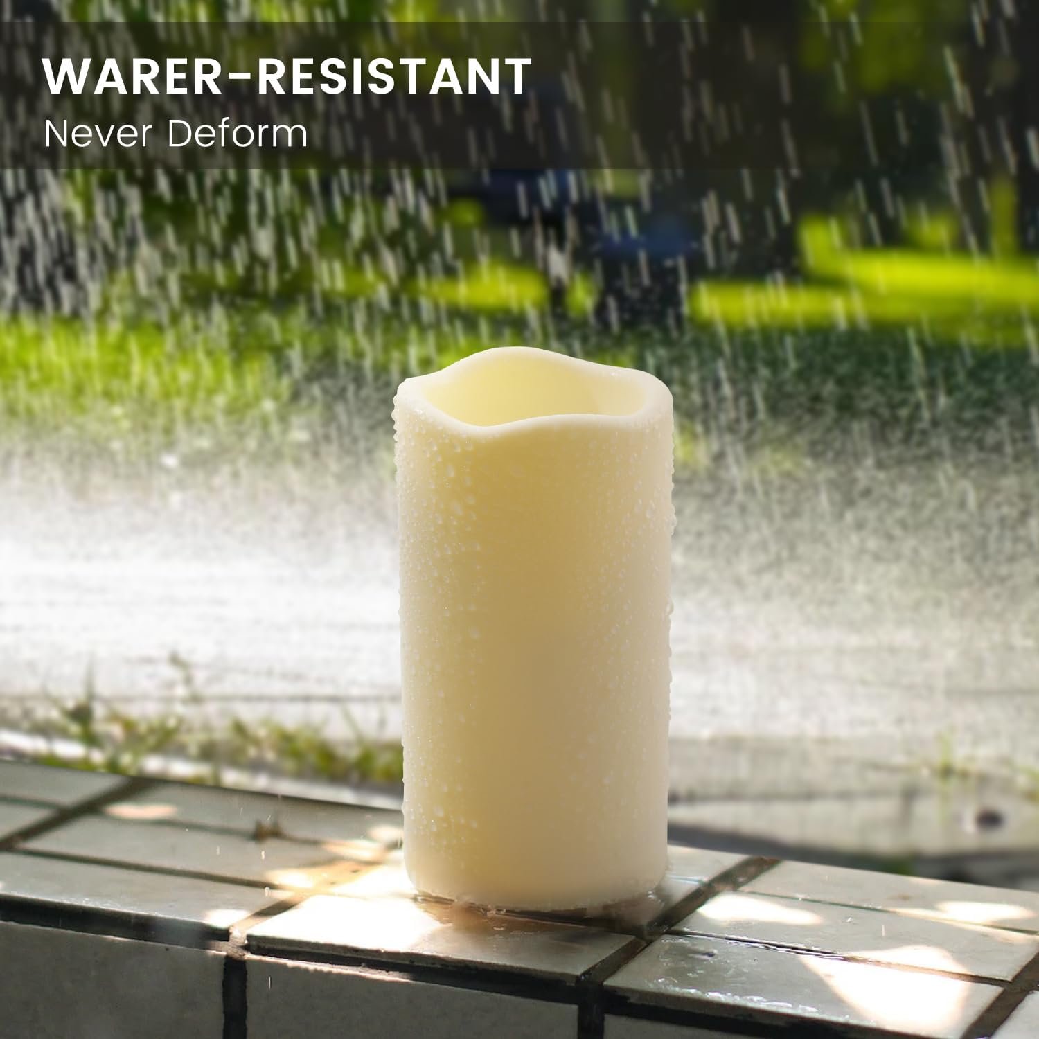 Large Outdoor Waterproof Flameless Candles with Remote Control,D3'' x H5.5'' Battery Operated Flickering LED Pillar Candle Plastic for Outdoor/Indoor Decoration Wedding, Party, Birthday (2PACK) - Image 4