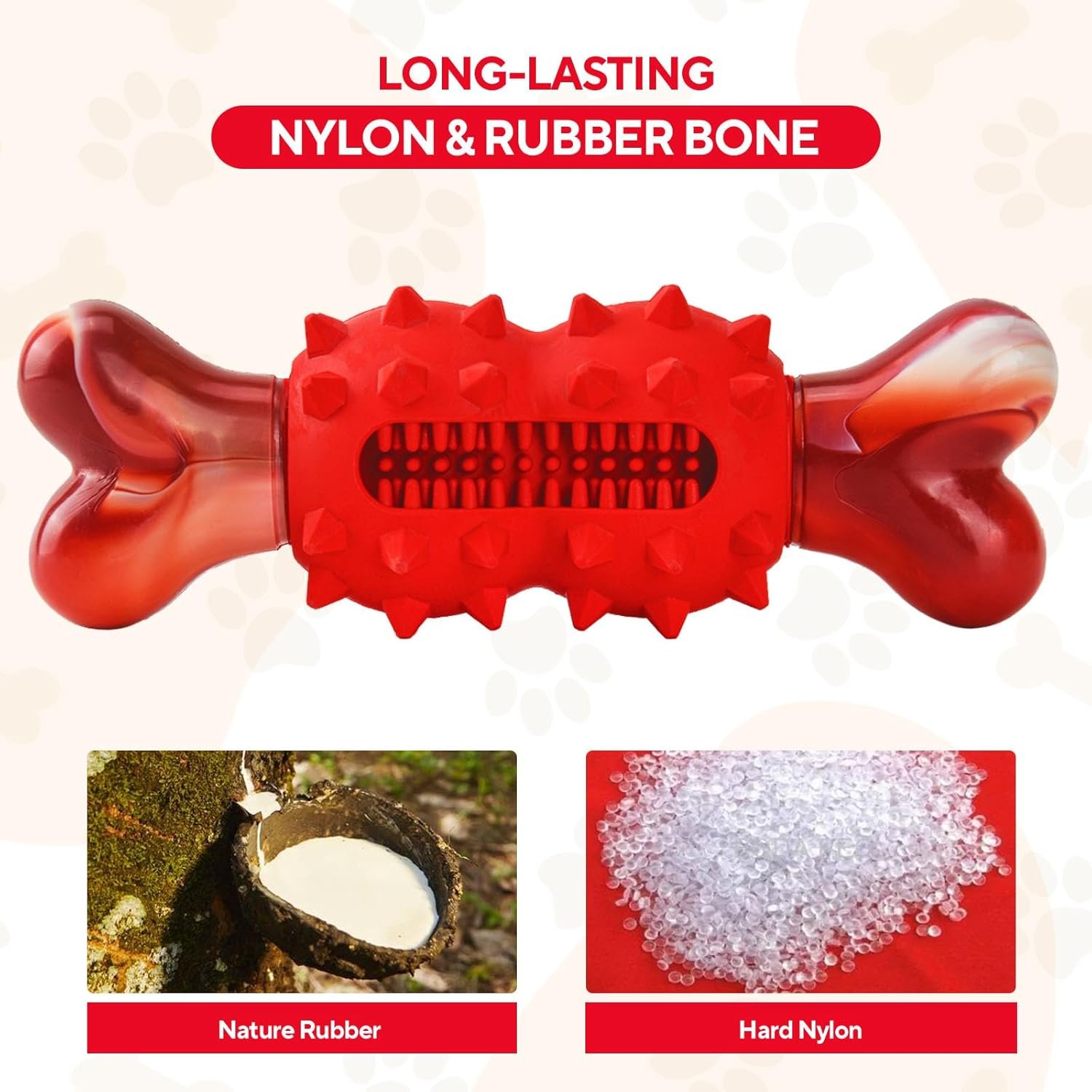 Dog Toys for Aggressive Chewers, Tough Indestructible Dog Chew Toys, Durable Nylon & Rubber Dog Toys for Large Medium Breed, Interactive Dog Toy for Teething, Bone Shape - Image 4
