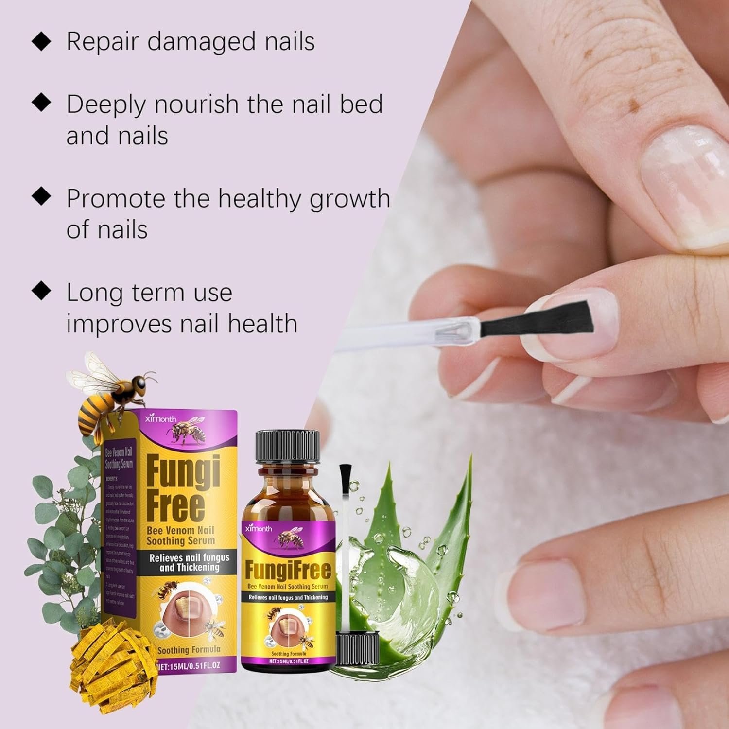 Bee Venom Nail Treatment Serum,Bee Venom Toenail Serum Liquid,Nail Growth and Repair care solution,for Strengthens and Moisturizes Thin Nails (2PCS) - Image 3