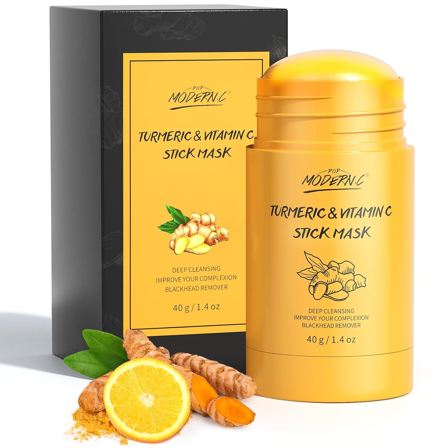 Turmeric Clay Stick Mask Organic Vitamin C Purifying Mask for Blackhead Cleansing Healing Clay Mud Mask for Deep Clean Pore Improve Skin Acne Scars Facial Mask With Blackhead Remover Extractor Tools - Image 2