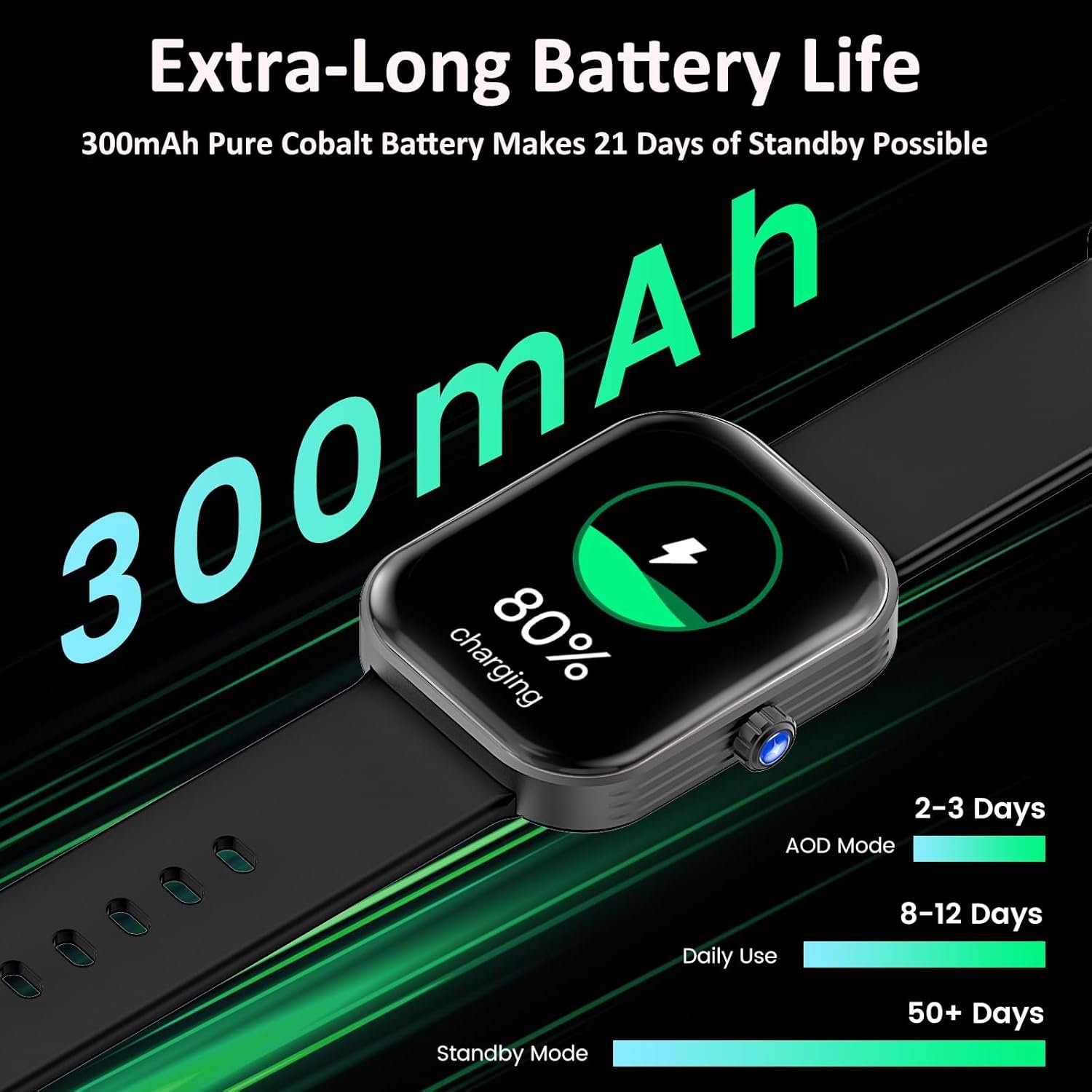 AMAZTIM Smart Watch for Men,2" HD Ultra Large Screen, 50M Waterproof Military Grade Bluetooth Call(Answer/Dial Calls) Compatible iPhone & Android,AI Voice Assistant (Black) - Image 6