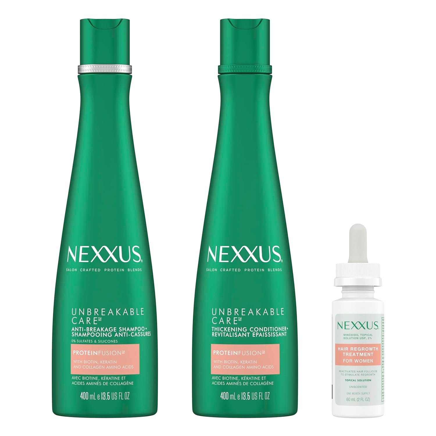 Nexxus 3 Pack Unbreakable Care Shampoo, Conditioner & Nexxus Minoxidil Topical Solution 2% - Image 2