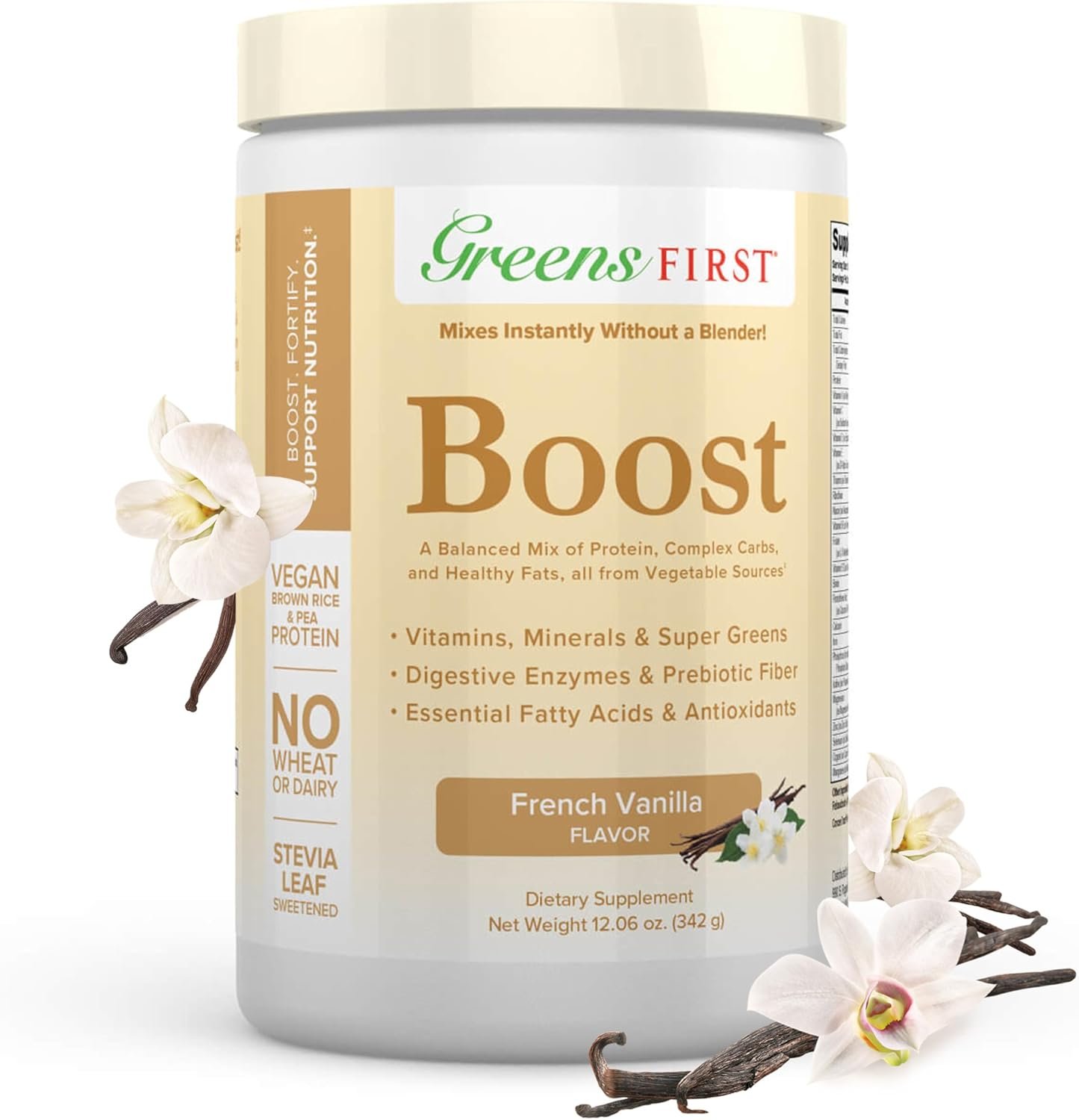 Greens First Boost - Plant-Based Protein & Balanced Nutrition - Superfood Shake Mix - No Wheat or Soy - Dairy-Free - Vegan - French Vanilla, 12.06 oz. - Image 8