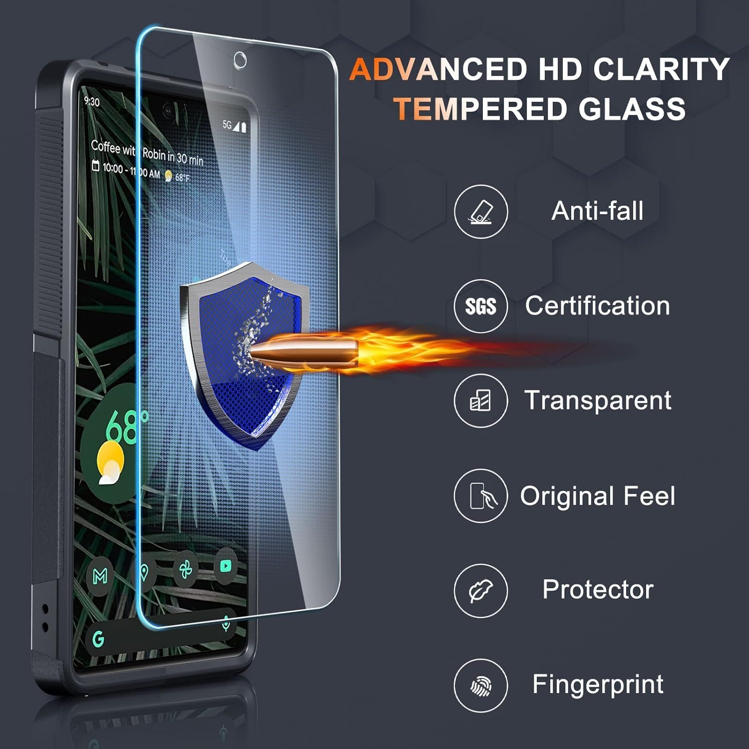 RMOCR Case for Google Pixel 8A, Full Body Heavy Duty Rugged Shockproof Protective Phone Cover with Lanyard Strap, Tempered Glass Screen Protector and Camera Lens Cover, Black Matte - Image 5