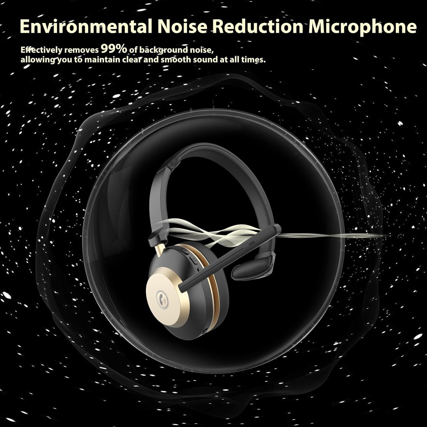 Wireless Headset, QCC V5.3 Bluetooth Headset with Mic Noise Canceling & USB Dongle, 45Hrs Talk Time Headset with Mute, Wireless Headset with Mic for Work /Office/Computer/Laptop/Call Center/Zoom/Teams - Image 3