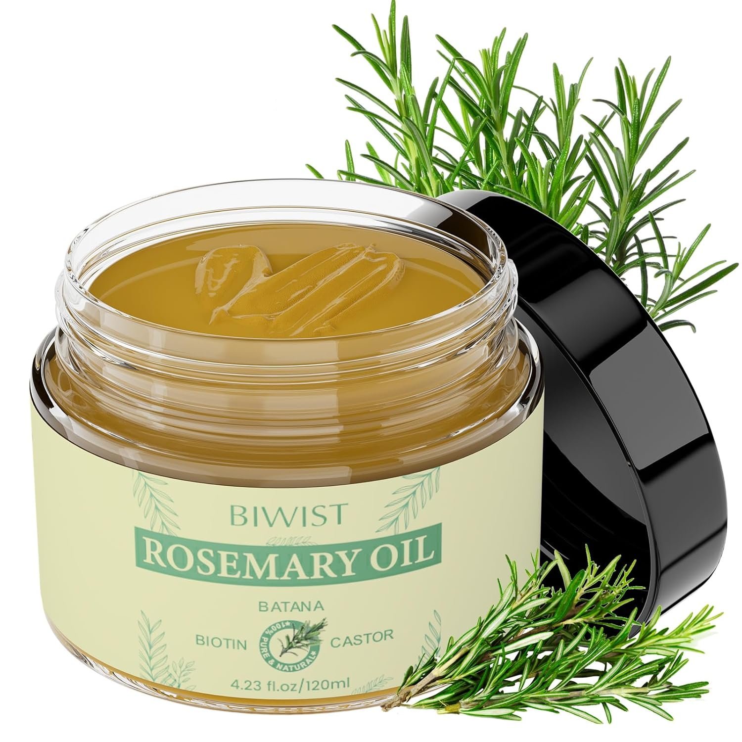 Rosemary Oil for Hair Growth,Organic Rosemary Hair Oil for Thin Hair Eyebrows Beard,100% Natural Rosemary Ointment with Batana for Skin Care Body Massage,Men and Women(4.23 Floz/120ml) - Image 2