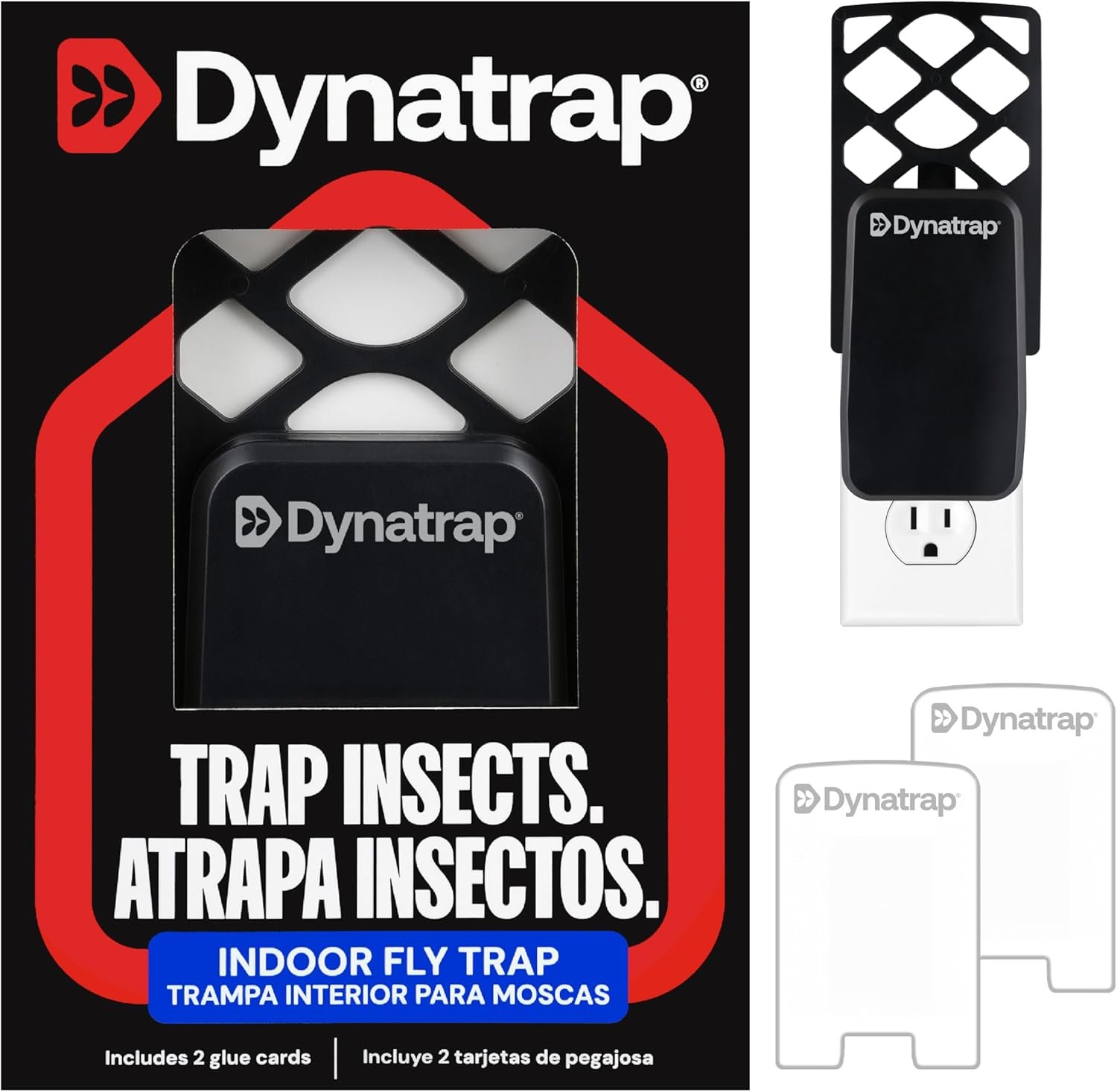Dynatrap DT3007 Indoor Plug-in Fly Trap for Flies, Fruit Flies, Moths, Gnats, and Other Flying Insects - 1 Black Device + 2 Glue Cards - Image 2