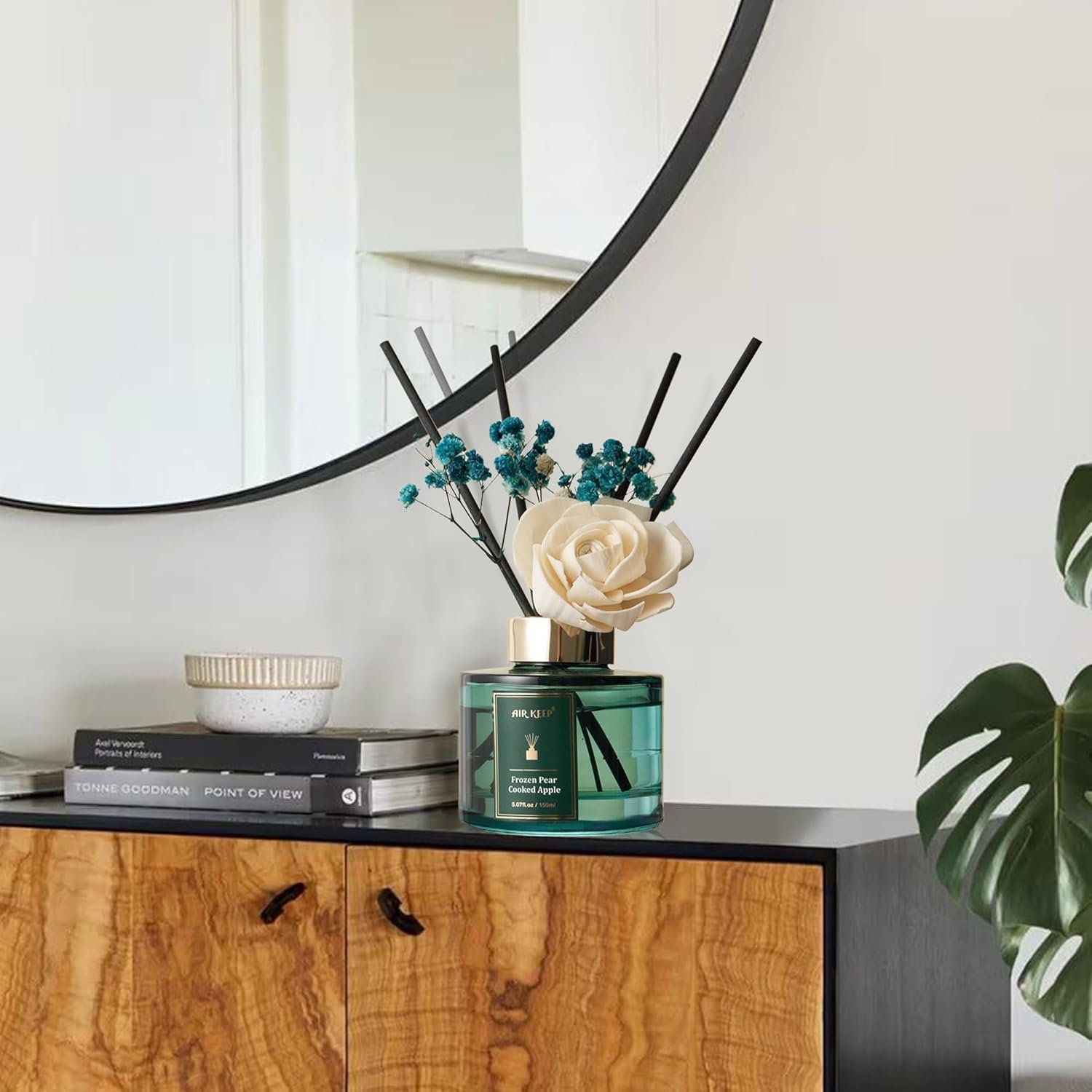 Flower Reed Diffusers Set, 5.07 oz Pear/Apple/Berry Scented Oil Diffuser with 8 Reed Sticks, Home Fragrance Diffuser Gift Set for Bathroom & Office Decor 150ml - Image 4