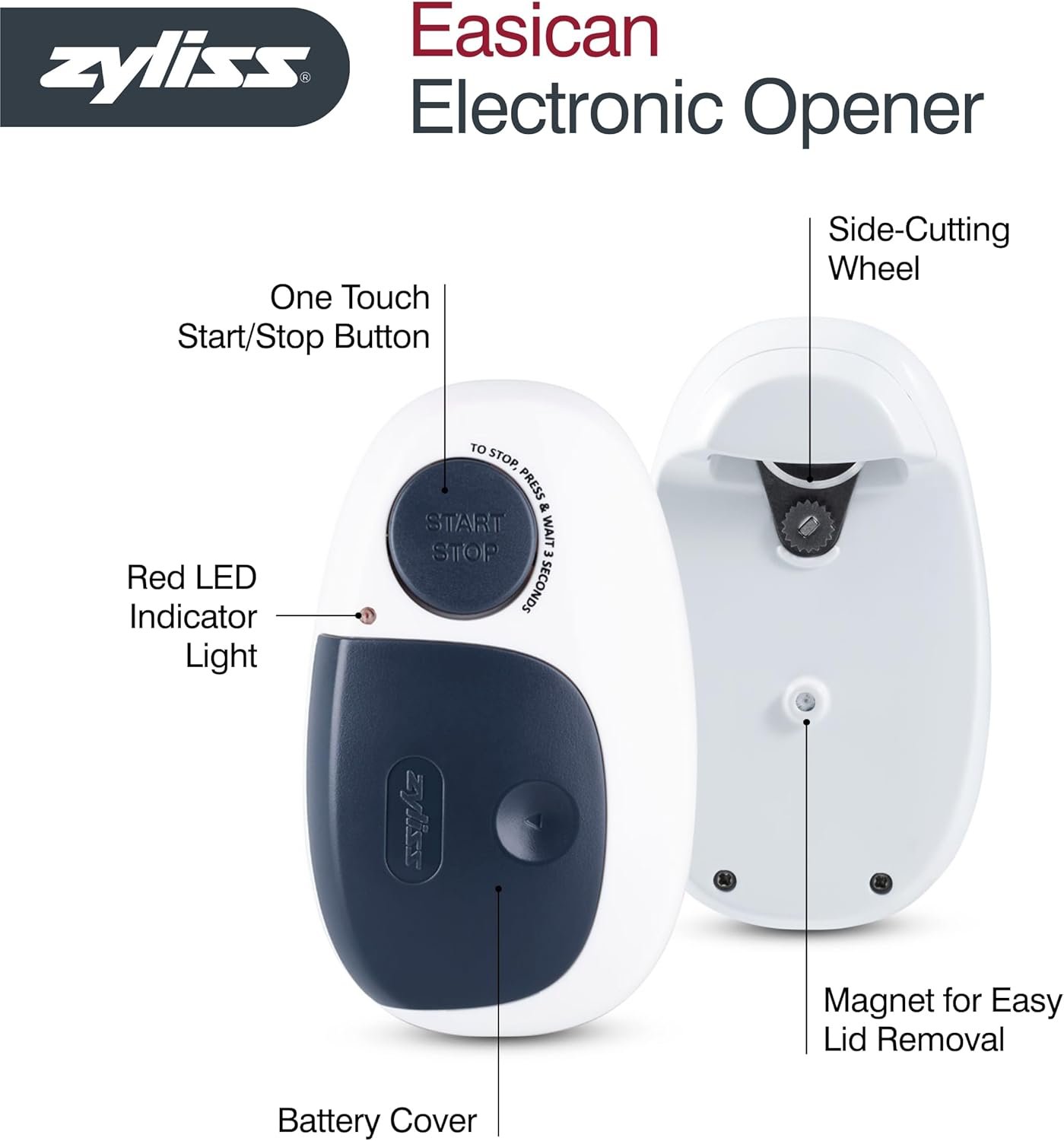 Zyliss Easican Electric Can Opener - Gifts for Cooks - Culinary Chef Gift - Battery-Operated Can Opener - Hands-Free Can Opener for Smooth Edges - Portable Kitchen Gadget - Electric Can Opener Tool - Image 7