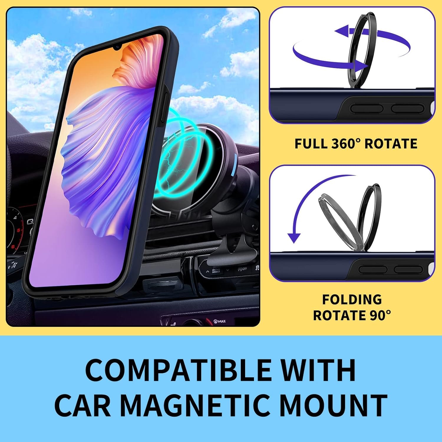 Joyleop Cute Cover for Galaxy A14 5G Phone Case Cartoon Funny Print for Girls Kids Pretty Girly with Ring Holder Stand Magnetic Kickstand Military Grade for Samsung A14 5G 6.6",Stit - Image 6