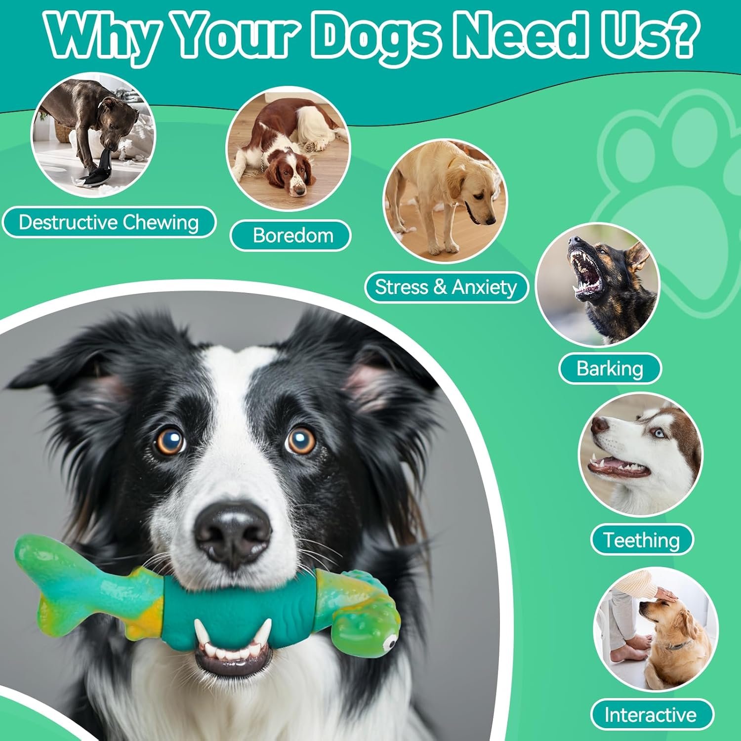 Dog Toys for Aggressive Chewers, Interactive Dog Chew Toys for Large Dogs, Indestructible Squeaky Dog Toys to Keep Them Busy, Tough Dog Toys for Medium/Large Breed Dogs (Green) - Image 4