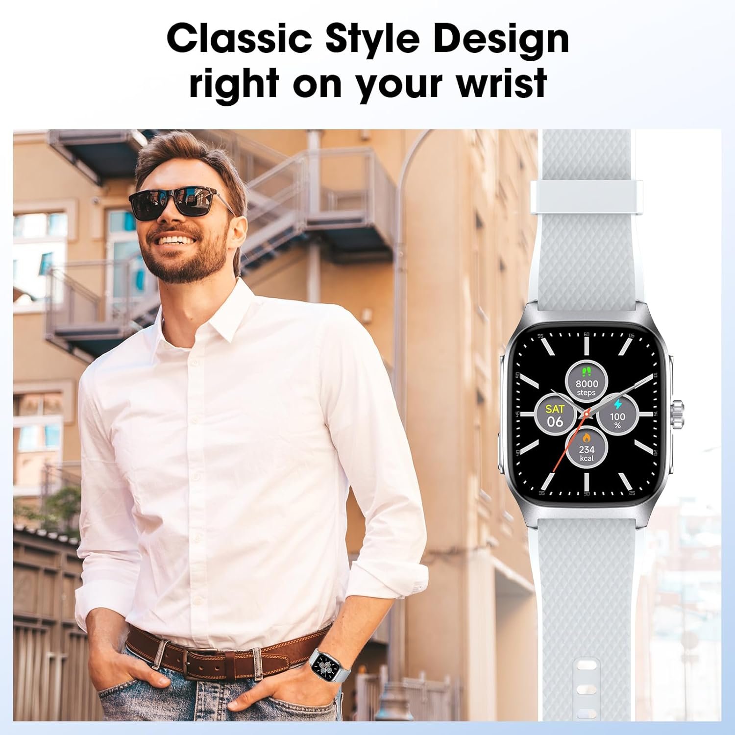 Smart Watch Classic Style for Men, Metal Watch, 14 Days Battery Heart Rate Step Tracker No App/Phone Required, 10 Meters Waterproof, Bluetooth Call(Answer/Dial Calls), 1.85'' AMOLED Display - Image 8