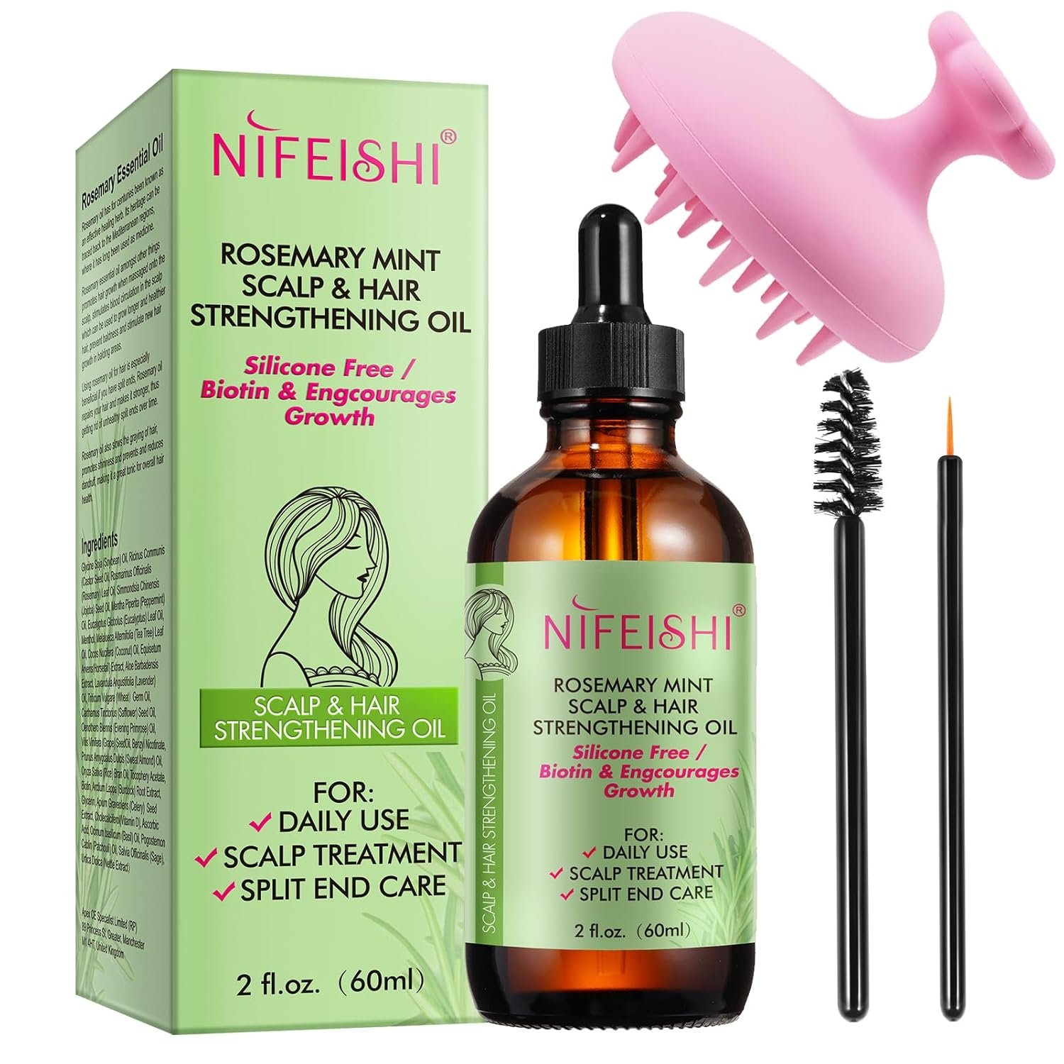 Bieyoc Rosemary Essential Oil, 100% Natural for Hair and Eyelashes - Stimulates Hair Growth Strengthens and Nourishes Scalp, 2.02 Fl Oz - Image 2