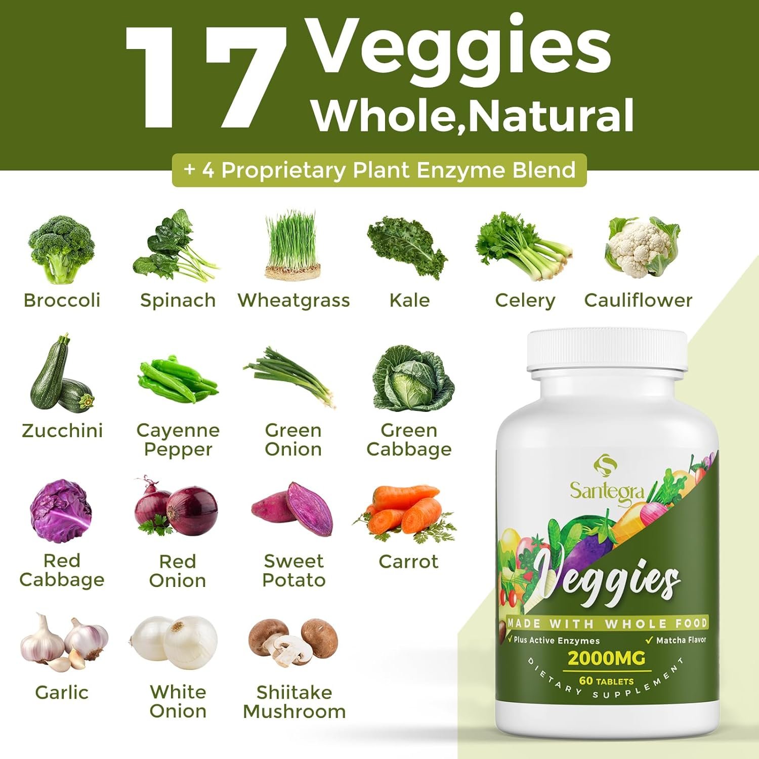 2000 MG Fruits and Vegetables Supplements, Natural Balance Over 35+ Fruits and Vegetables, 100% Whole Food Superfoods Fruit and Veggies Supplement, Energy Balance, Sugar-Free, Vegan, 120 Tablets - Image 5