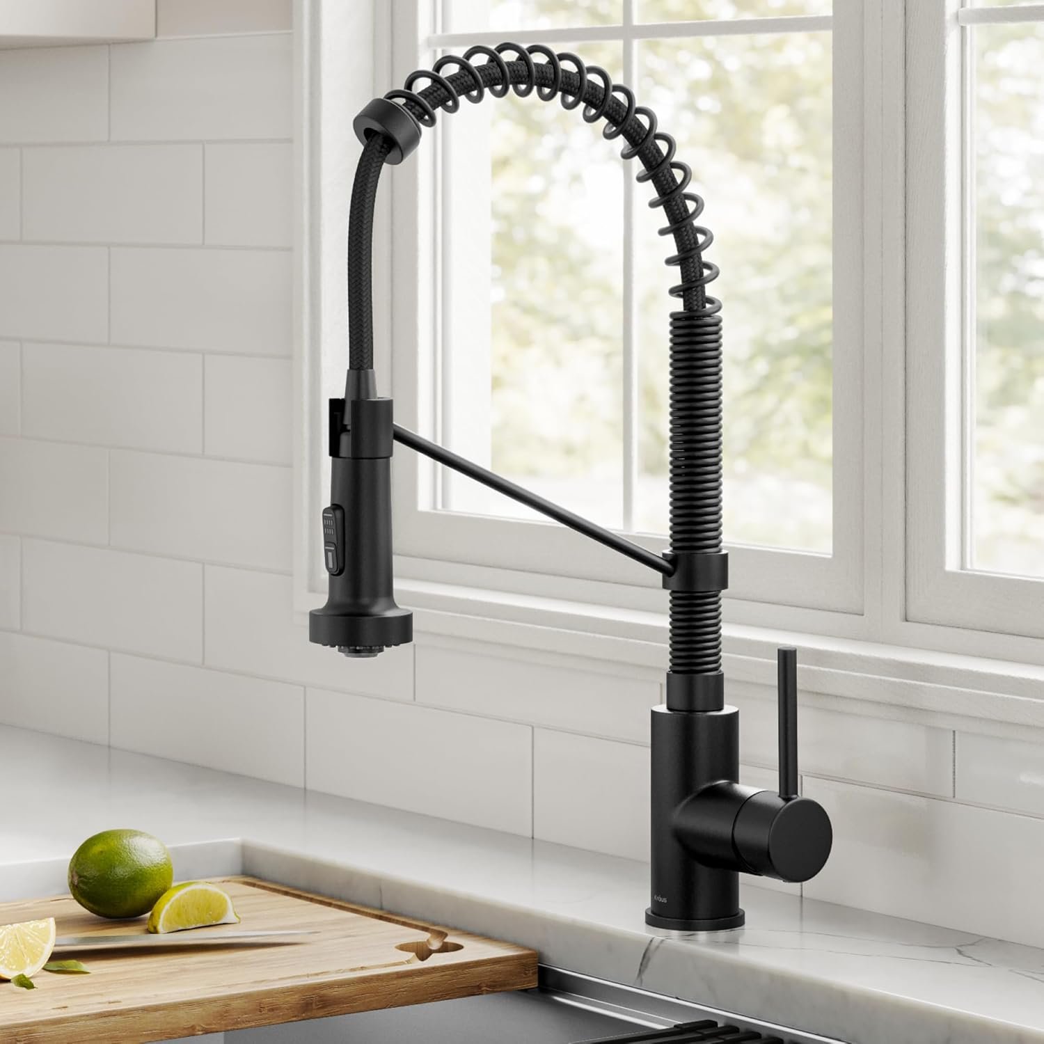 KRAUS Bolden Commercial Style 2-Function Single Handle Pull Down Kitchen Faucet in Matte Black, KPF-1610MB - Image 3