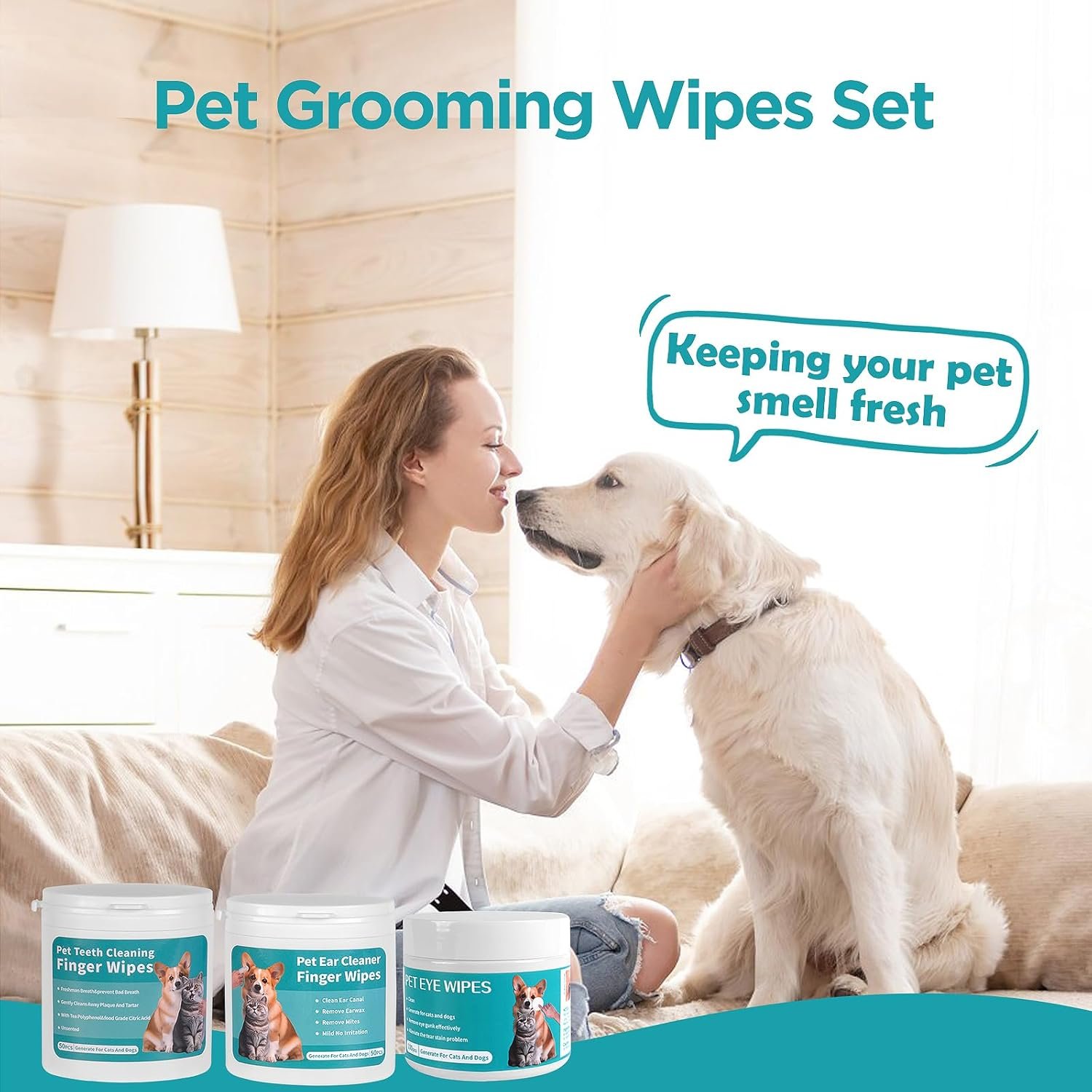Dog Teeth Cleaning Wipes Dog Eyes Wipes Dog Ear Wipes Finger (3 Pack 200 Wipes) Pet Cleaning Wipes Kit,Dog Wipes Cleaning Deodorizing for Removing Plaque and Tartar & Ear Wax & Eye Secretions - Image 8