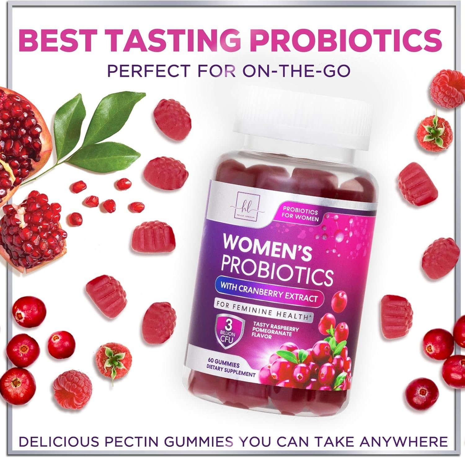 Women's Probiotic - Probiotics for Women Gummy for Digestive Health, Vaginal pH, Urinary & Immune Health Support, 3 Billion CFU w/Cranberry, Probiotic & Prebiotic Gummies for Women - 60 Gummies - Image 8